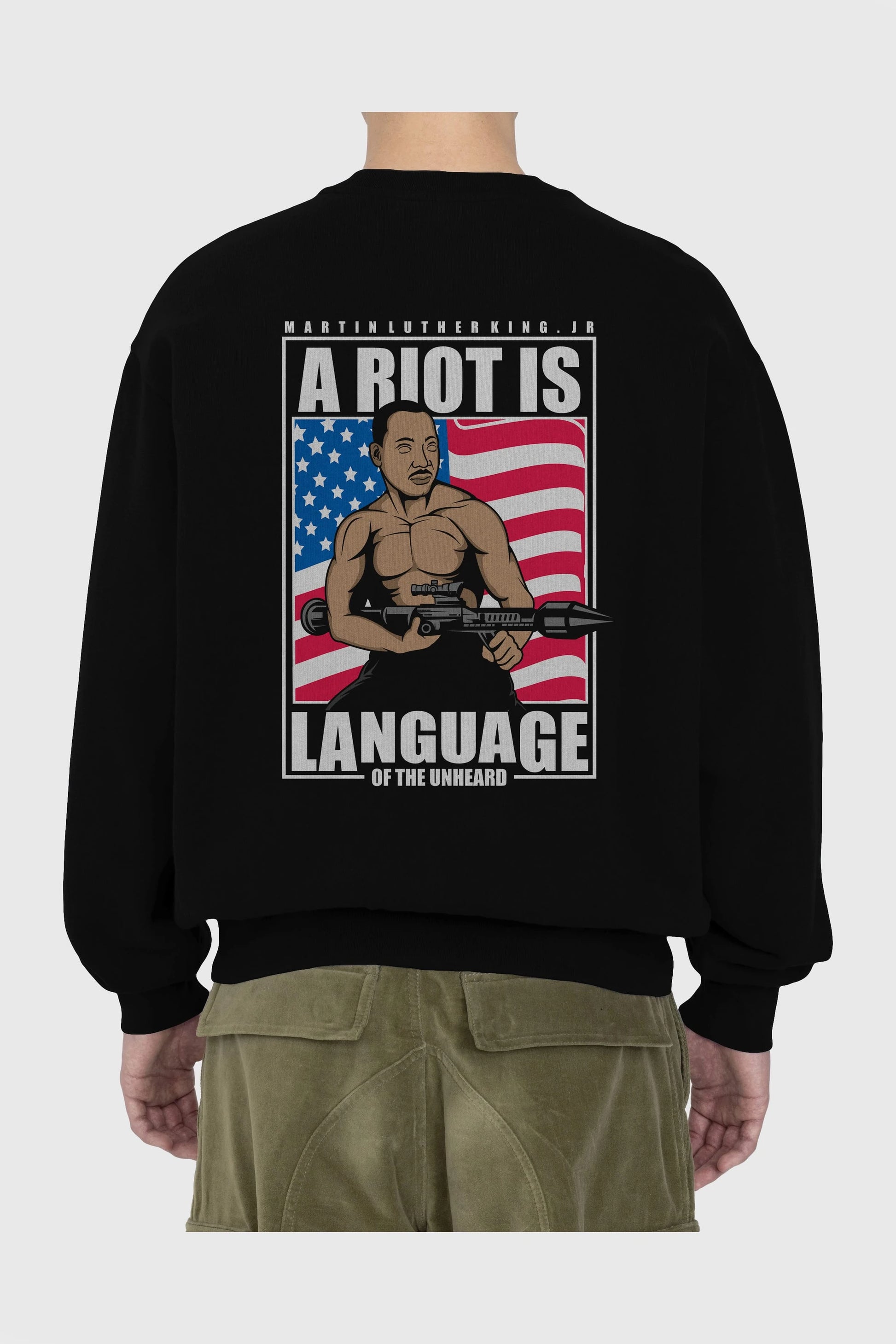 Luther King Jr Rambo Arka Baskılı Oversize Sweatshirt Erkek Kadın Unisex