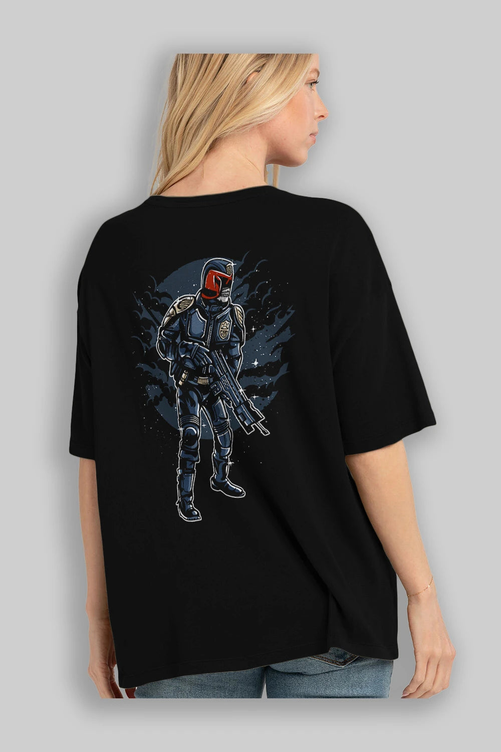 Judge Skull Arka Baskılı Oversize t-shirt Erkek Kadın Unisex %100 Pamuk