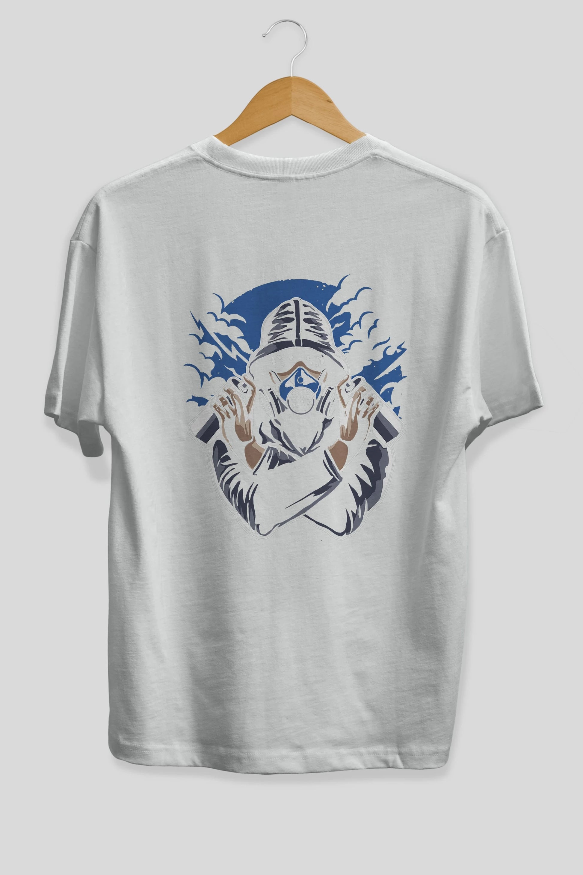 Graffiti Gasmask Arka Baskılı Oversize t-shirt Erkek Kadın Unisex %100 Pamuk