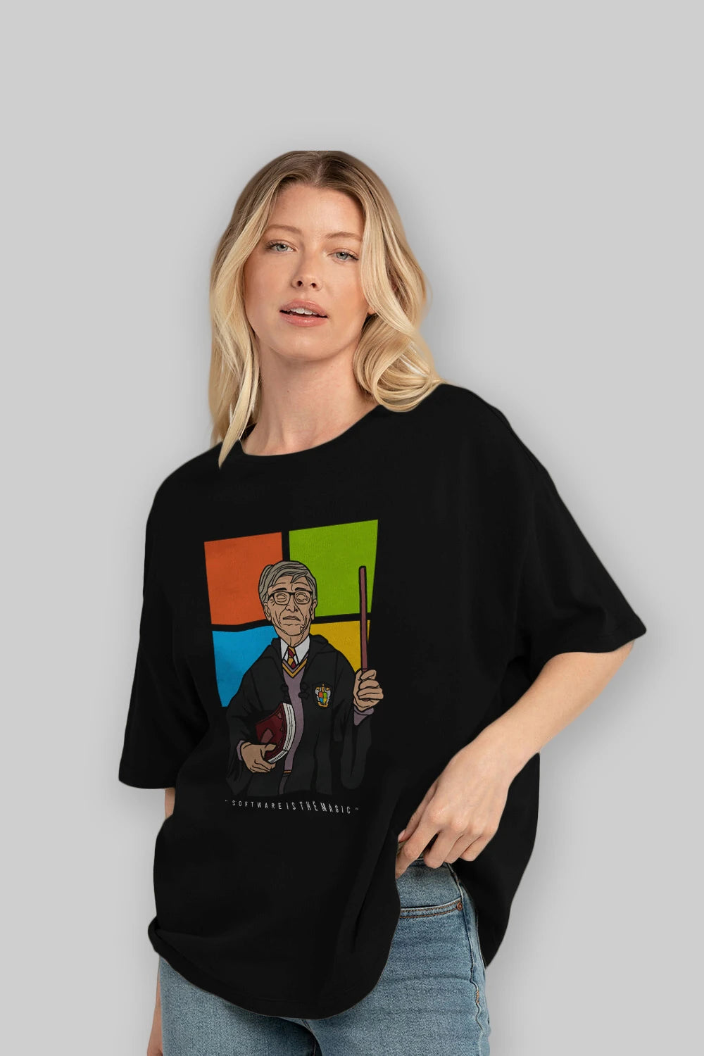 Harry Potter Gates Ön Baskılı Oversize t-shirt Erkek Kadın Unisex %100 Pamuk tişort