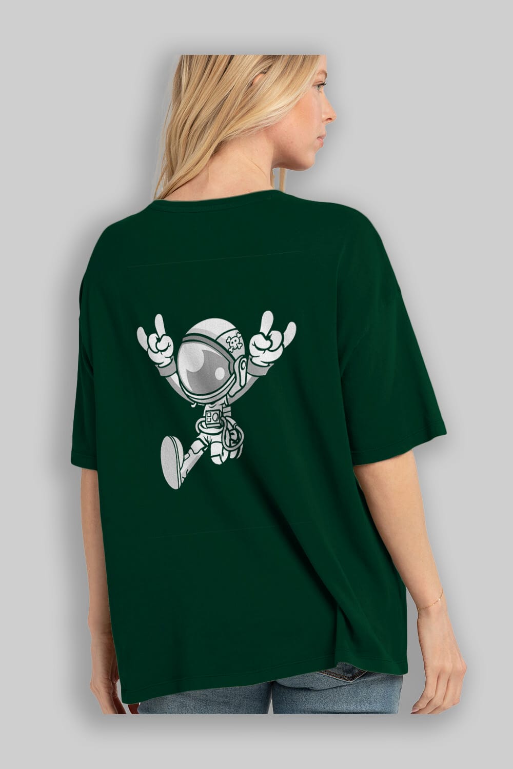Astronaut Metal Arka Baskılı Oversize t-shirt Erkek Kadın Unisex %100 Pamuk tişort