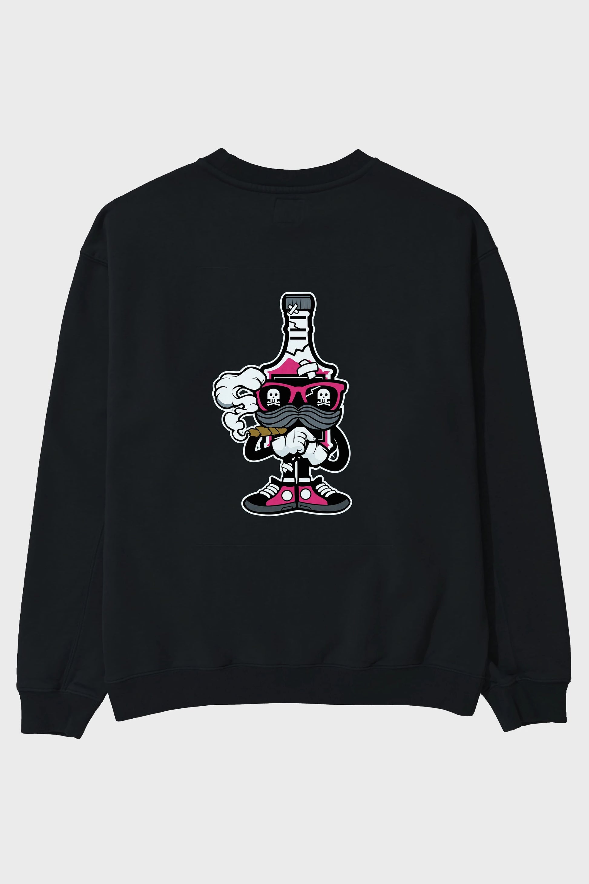 Vodka Bottle Arka Baskılı Oversize Sweatshirt Erkek Kadın Unisex