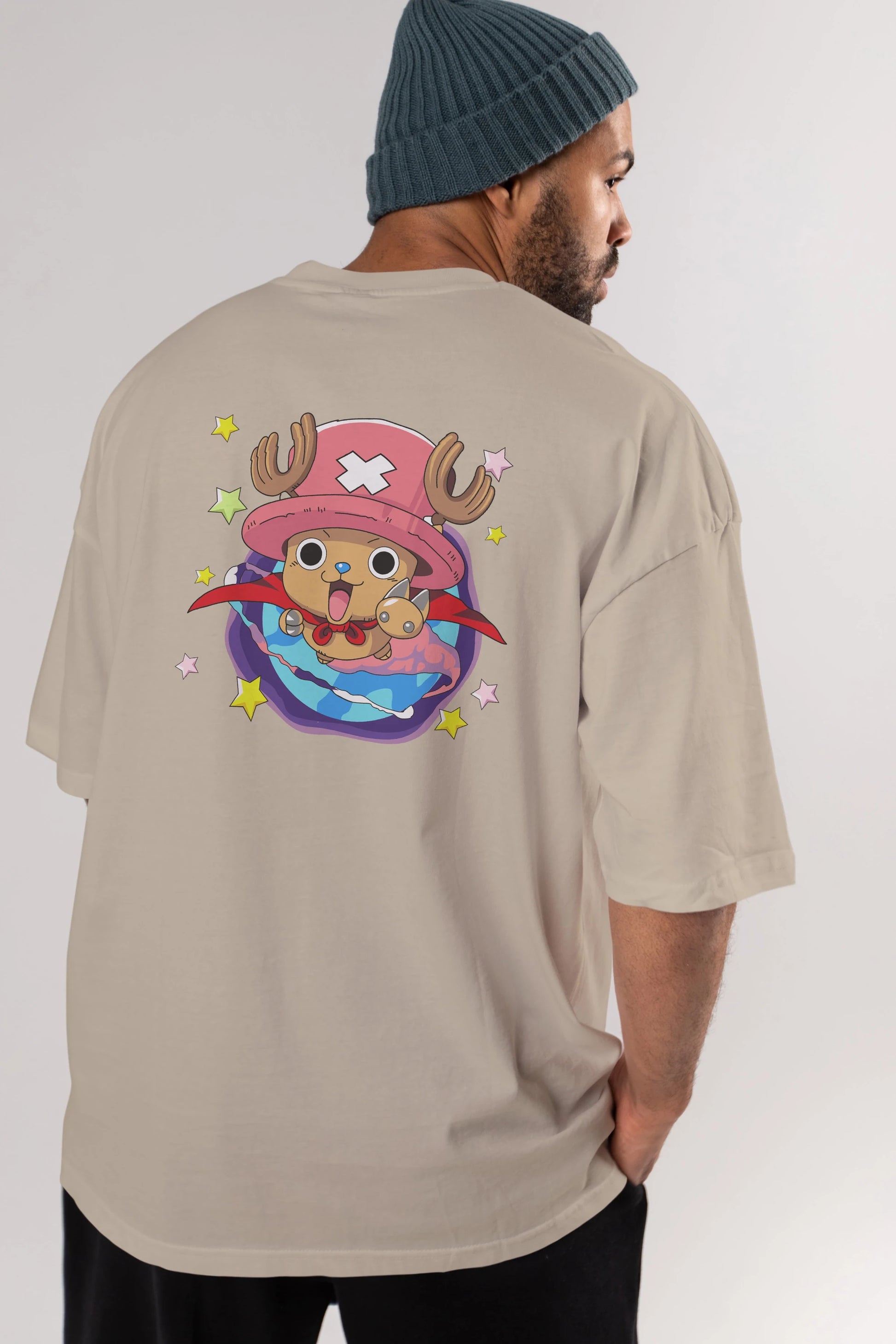 Tony Tony Chopper Anime Arka Baskılı Oversize t-shirt Erkek Kadın Unisex %100 pamuk tişort