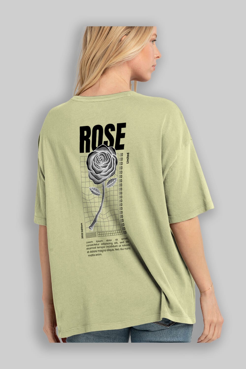 Rose Streetwear Arka Baskılı Oversize t-shirt Erkek Kadın Unisex