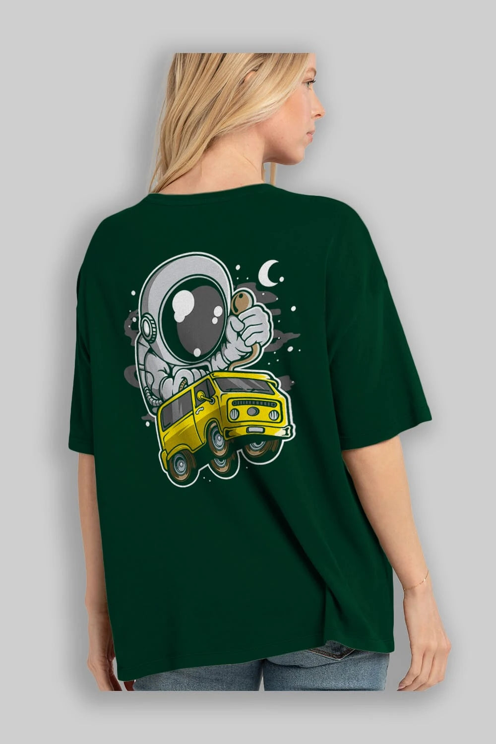 Astronaut Car Racer Arka Baskılı Oversize t-shirt Erkek Kadın Unisex