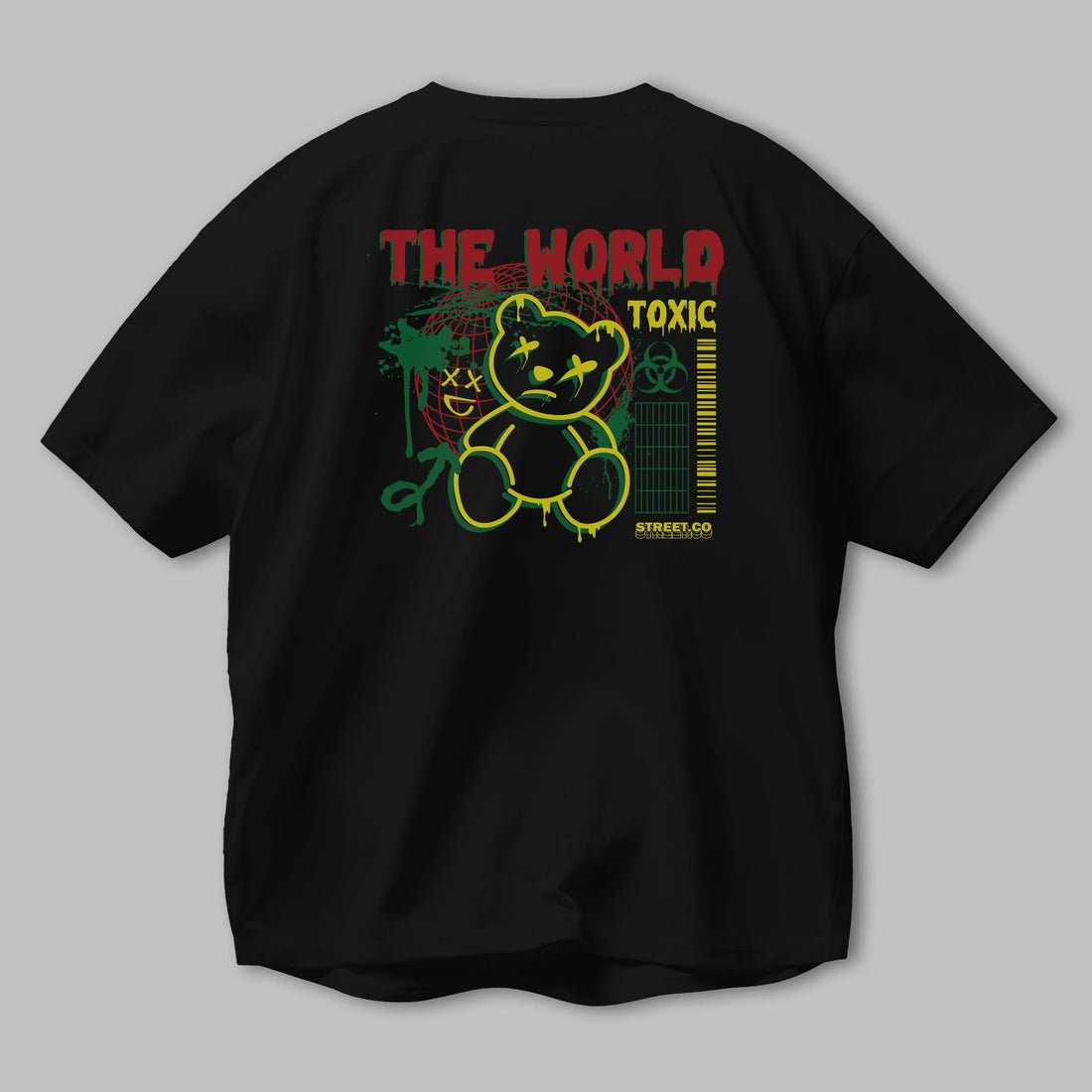 The World Toxic Bear Arka Baskılı Oversize t-shirt Erkek Kadın Unisex