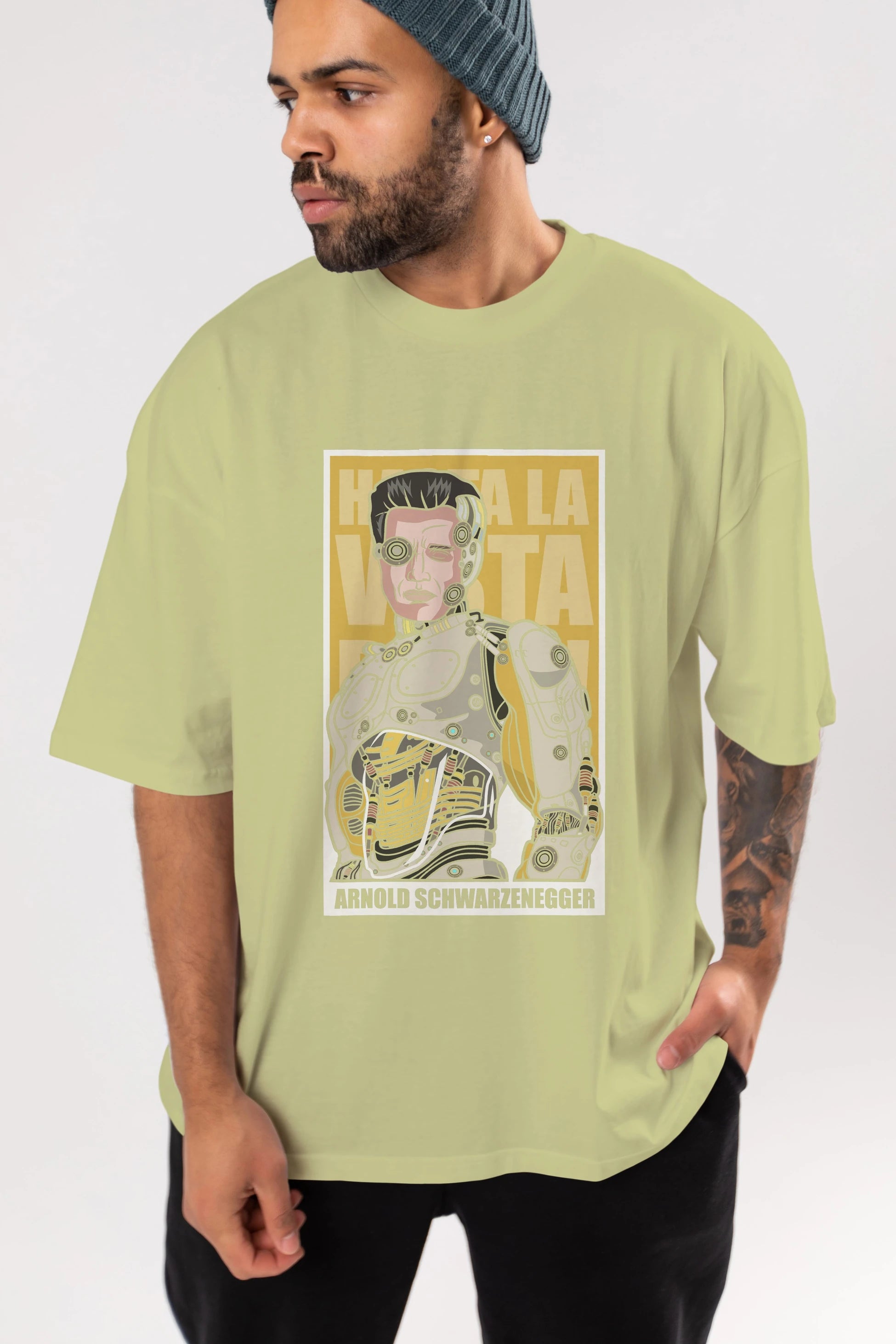 Arnold Robot Human Ön Baskılı Oversize t-shirt Erkek Kadın Unisex %100 Pamuk tişort