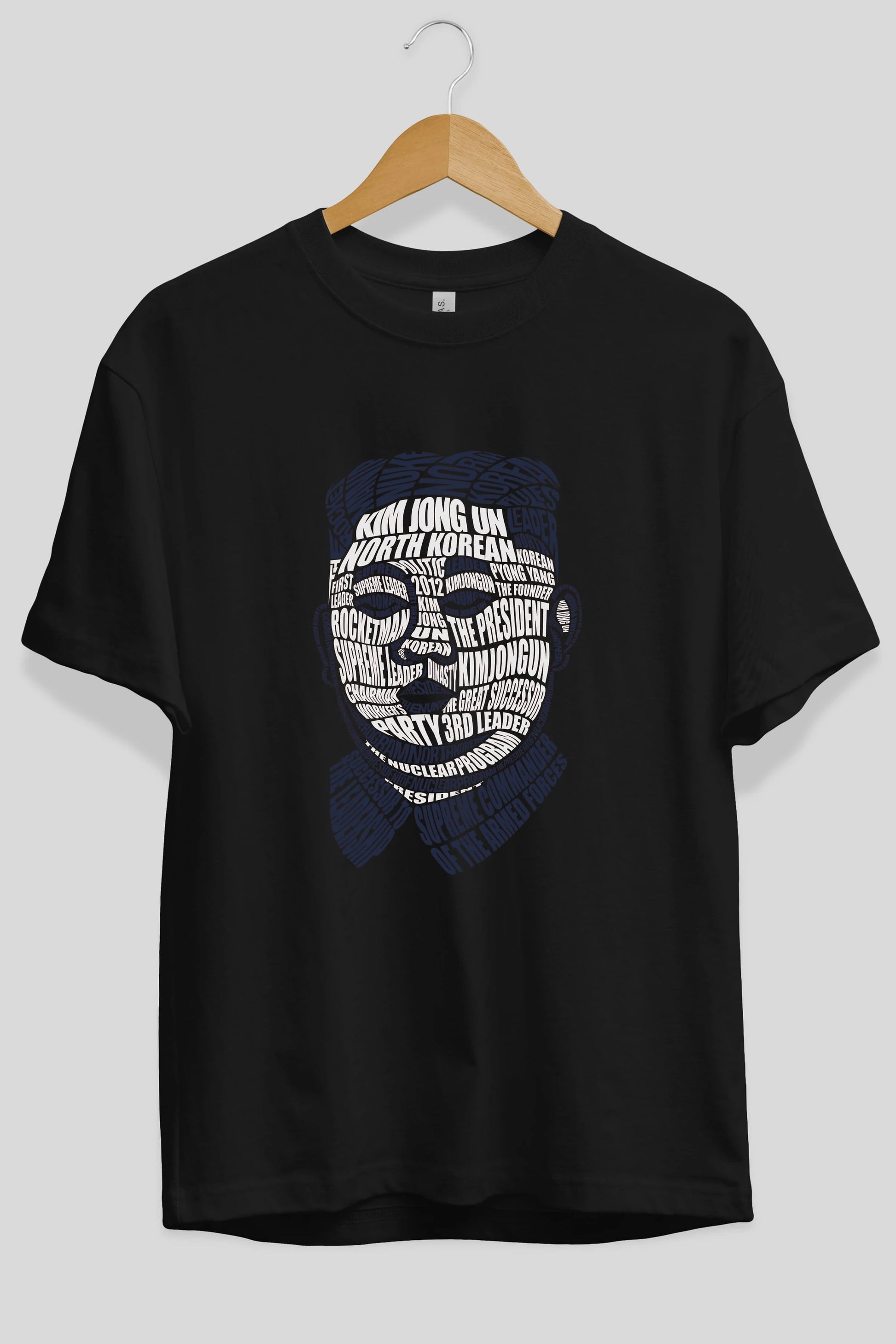 Kim Jong Un Calligram Ön Baskılı Oversize t-shirt %100 pamuk Erkek Kadın Unisex