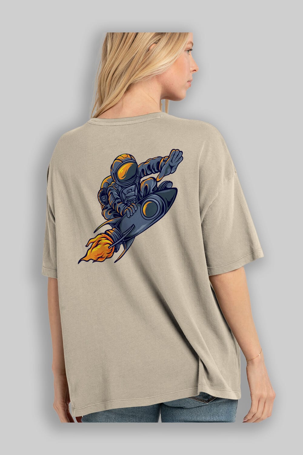 Astrocket Illustration Tshirt Arka Baskılı Oversize t-shirt Erkek Kadın Unisex
