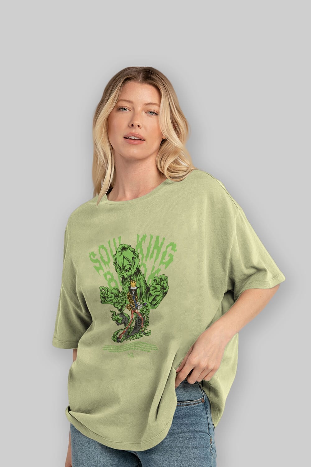 Soul King Brook Anime Ön Baskılı Oversize t-shirt %100 pamuk Erkek Kadın Unisex