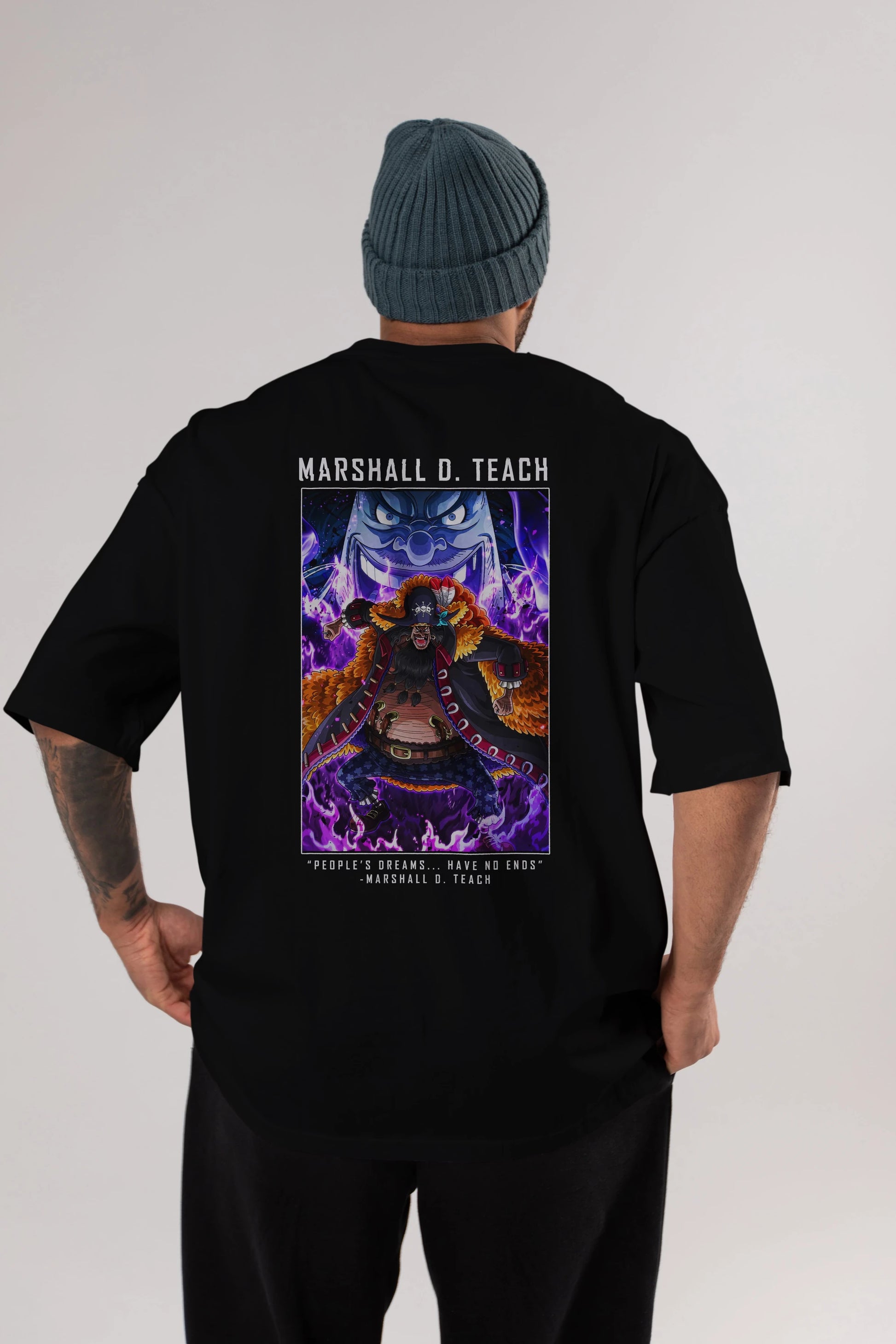 Blackbeard Anime Arka Baskılı Oversize t-shirt Erkek Kadın Unisex %100 pamuk tişort