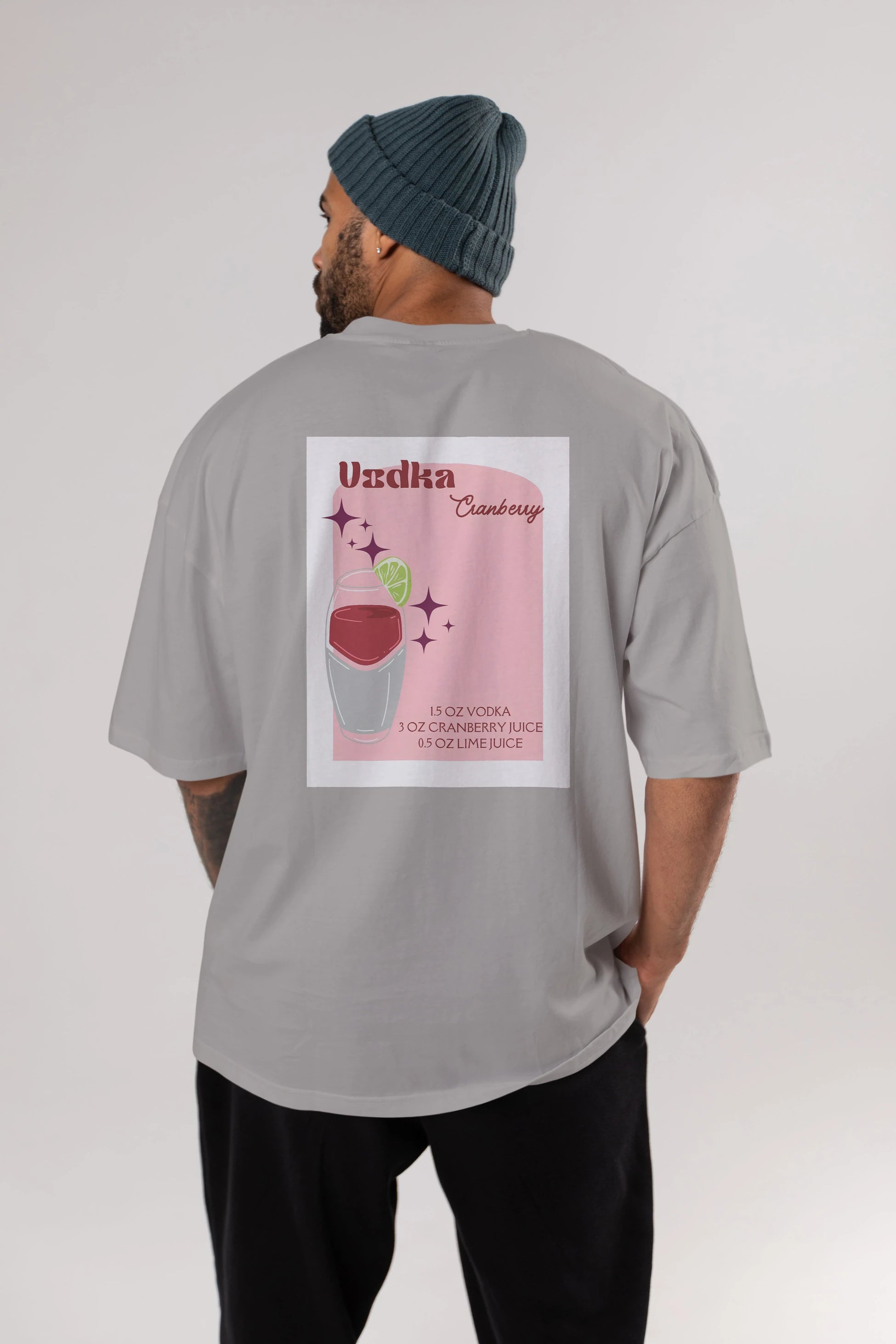 Vodka Cranberry 2 Arka Baskılı Oversize t-shirt Erkek Kadın Unisex %100 Pamuk Bisiklet Yaka tişort