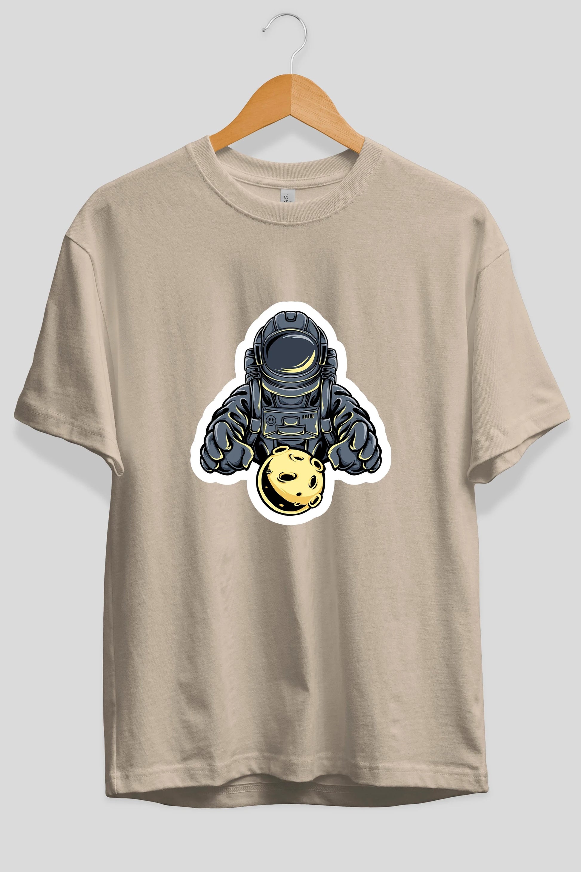 Astromoon sticker Ön Baskılı Oversize t-shirt Erkek Kadın Unisex