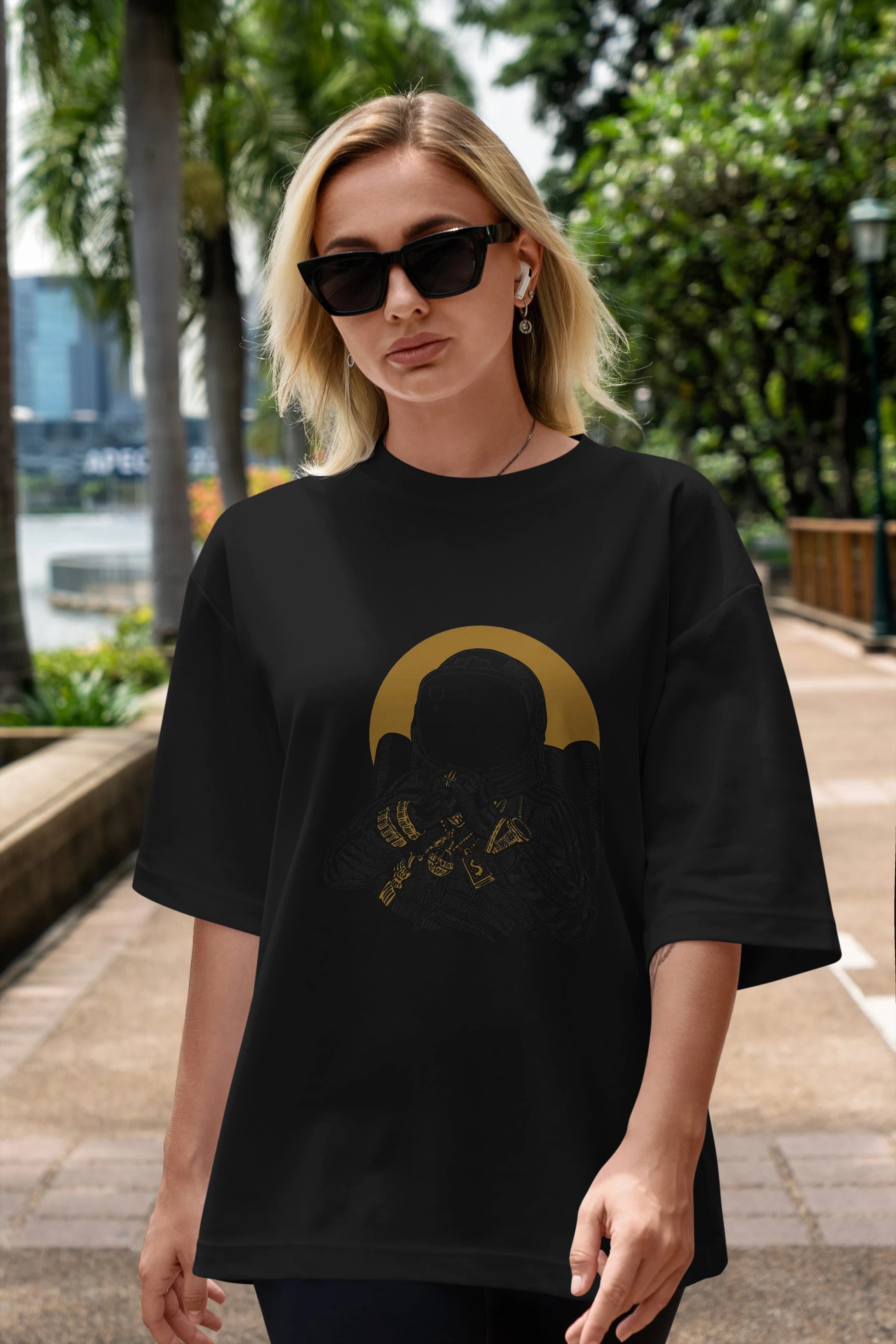 Space Dee Jay Ön Baskılı Oversize t-shirt Erkek Kadın Unisex %100 Pamuk tişort