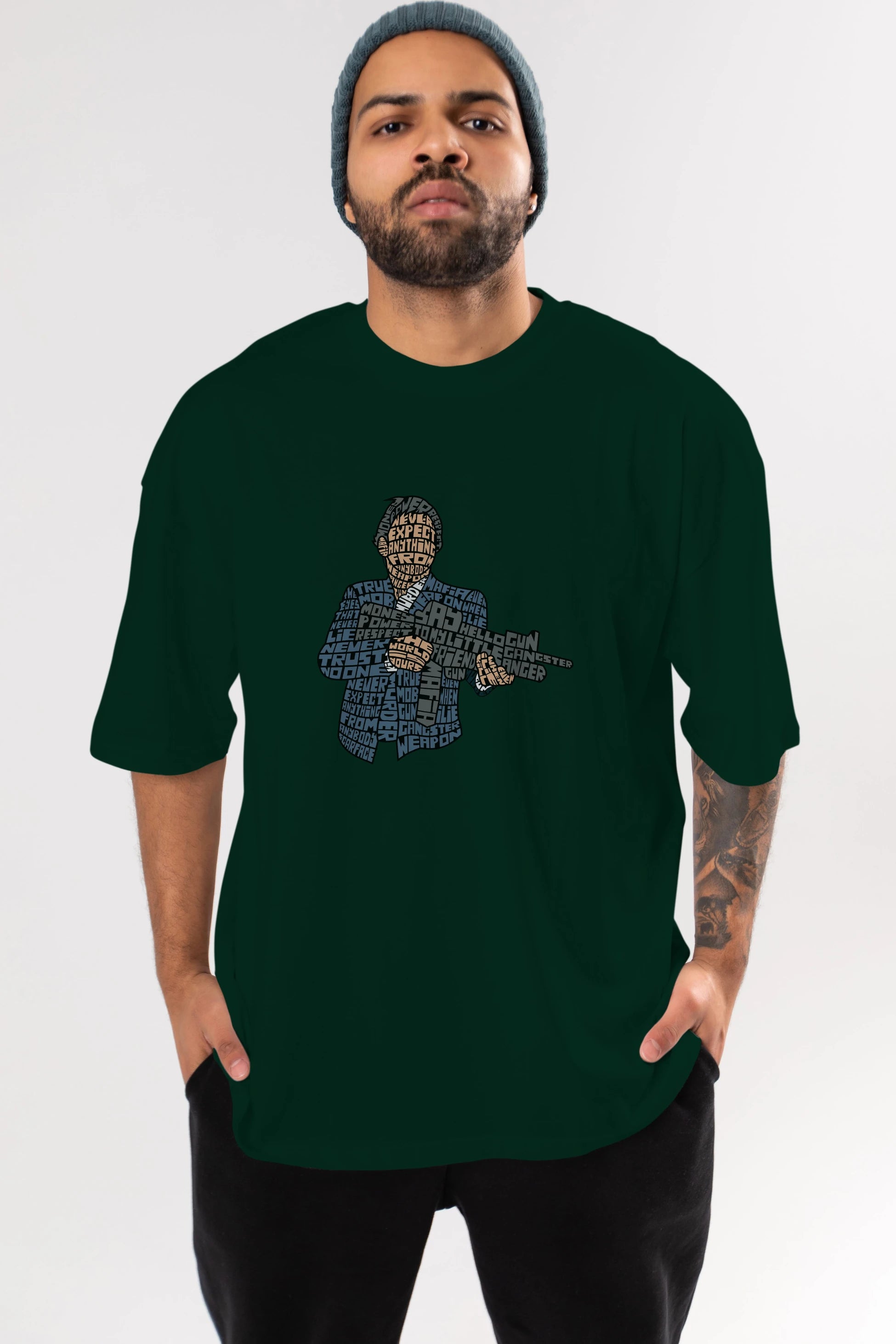 Mafia Ön Baskılı Oversize t-shirt %100 pamuk Erkek Kadın Unisex