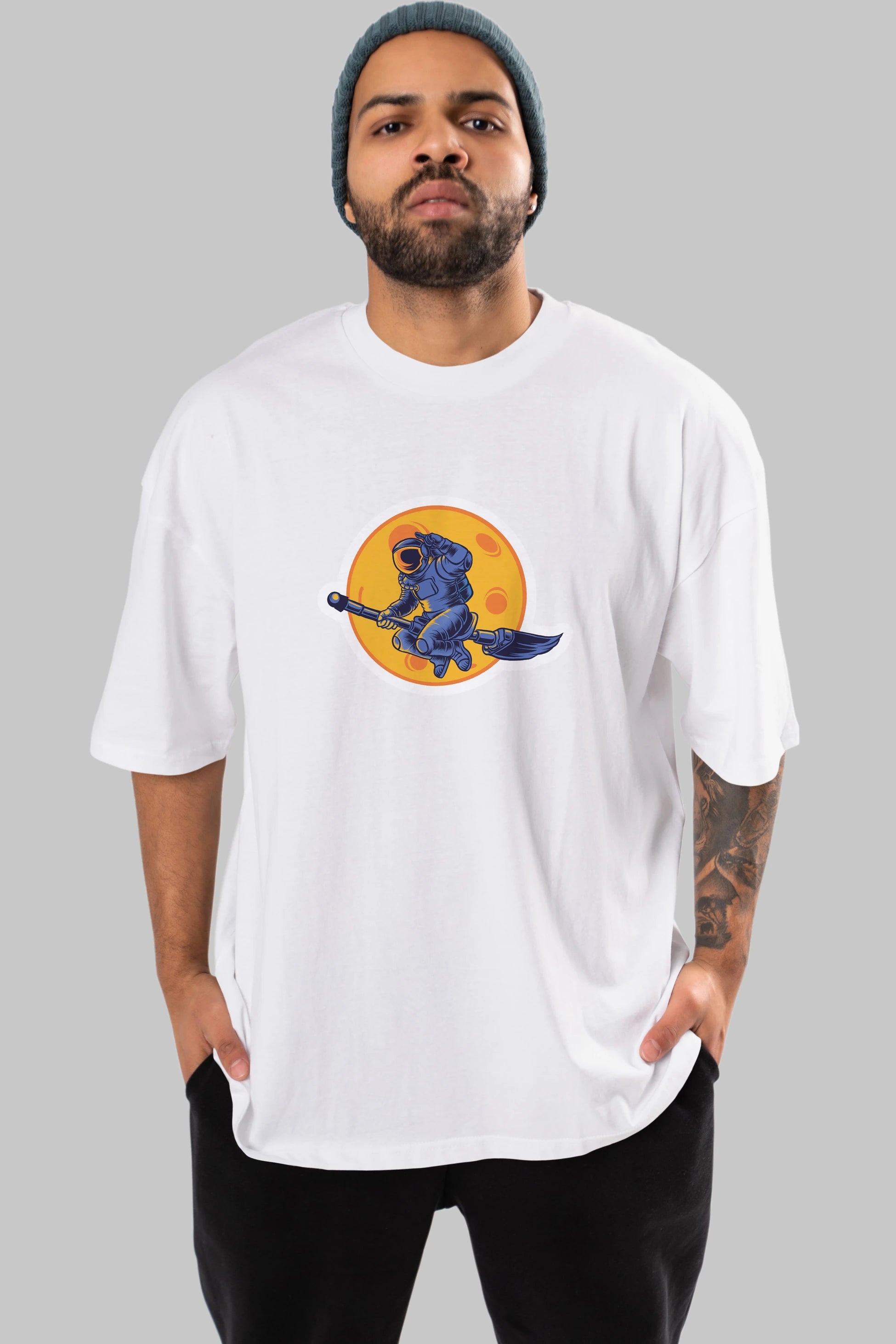Space Witch Sticker Ön Baskılı Oversize t-shirt Erkek Kadın Unisex