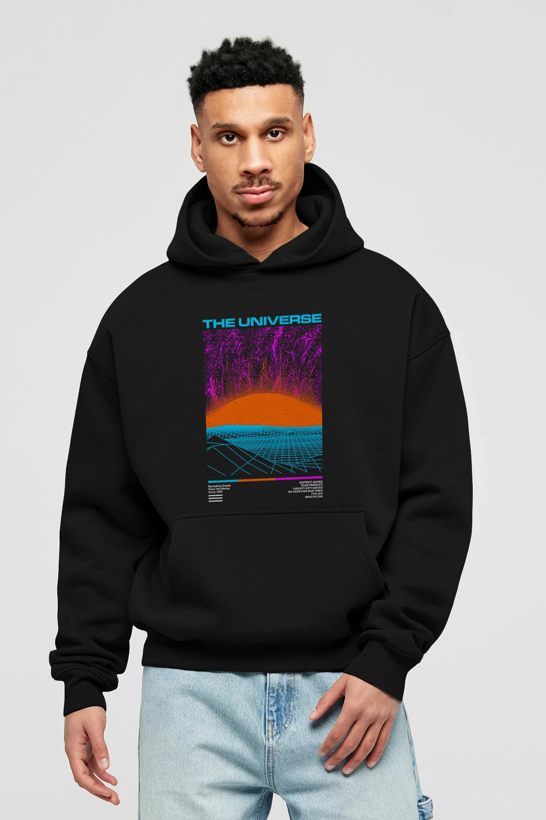 The Universe Ön Baskılı Hoodie Oversize Kapüşonlu Sweatshirt Erkek Kadın Unisex