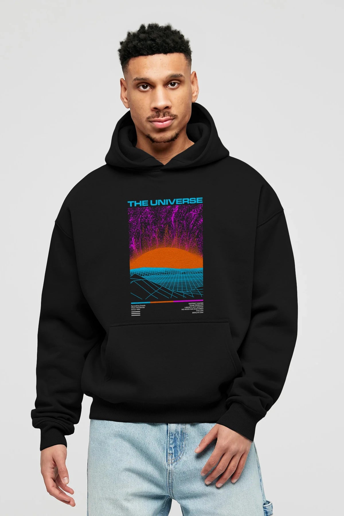 The Universe Ön Baskılı Hoodie Oversize Kapüşonlu Sweatshirt Erkek Kadın Unisex