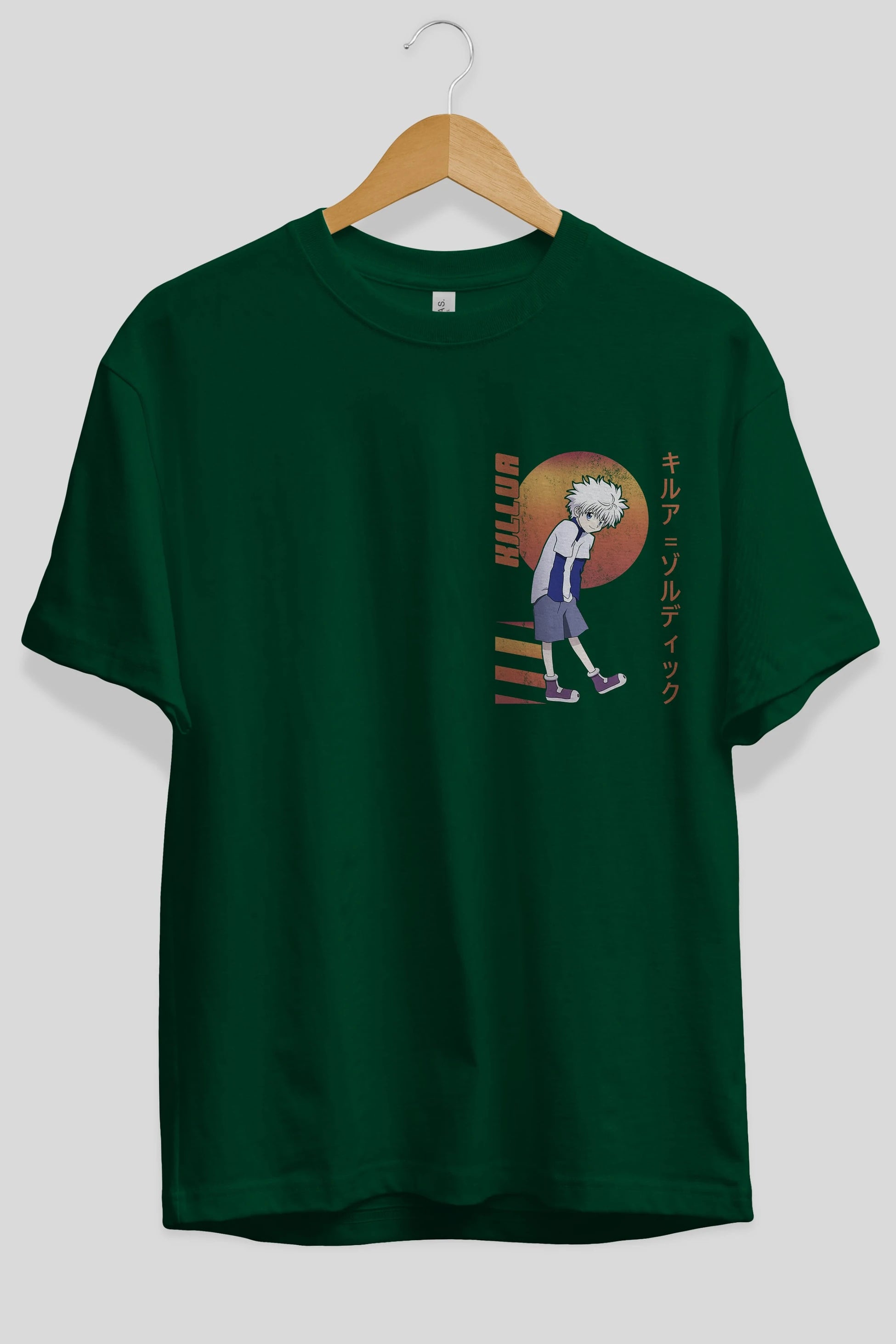 Killua Zoldyck 5 2 Ön Sol Baskılı Oversize t-shirt Erkek Kadın Unisex %100 Pamuk Bisiklet Yaka tişort