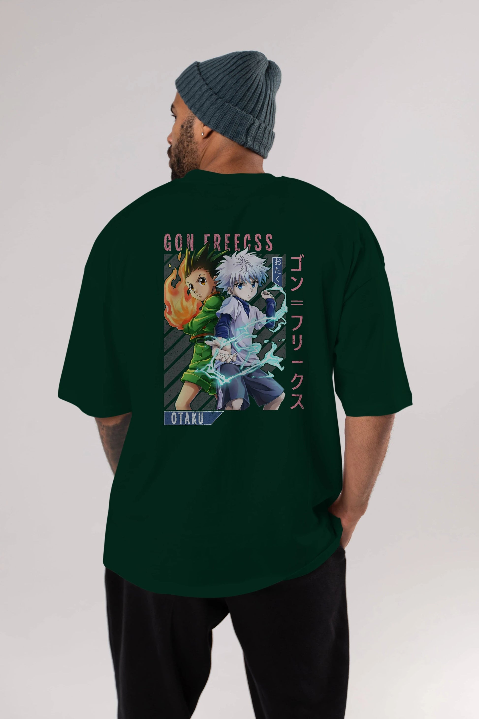 Gon Freecss HUNTER X HUNTER 1 Anime Arka Baskılı Oversize t-shirt Erkek Kadın Unisex