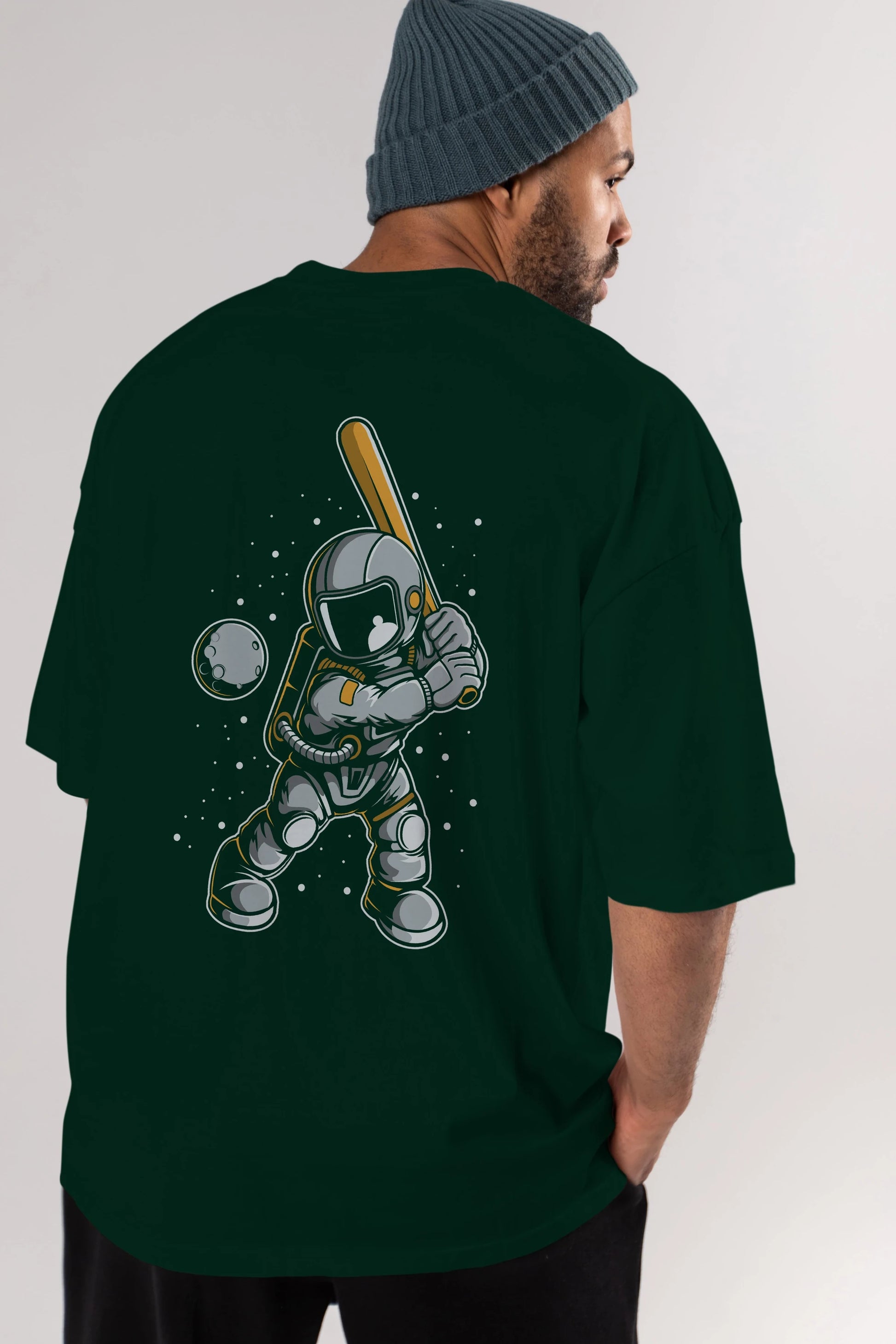 Astronaut Baseball Arka Baskılı Oversize t-shirt Erkek Kadın Unisex