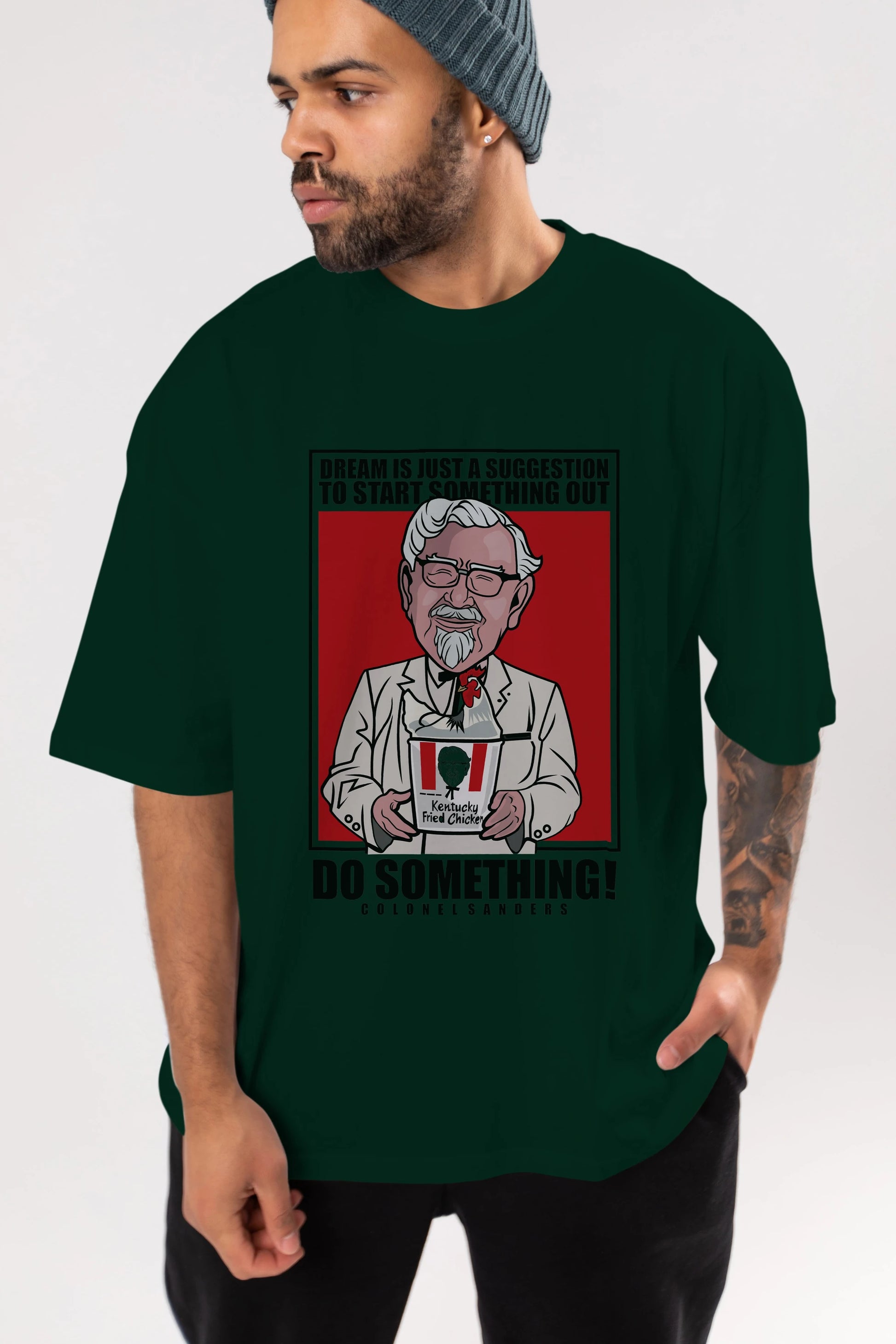 Colonel Sanders Ön Baskılı Oversize t-shirt Erkek Kadın Unisex %100 Pamuk tişort