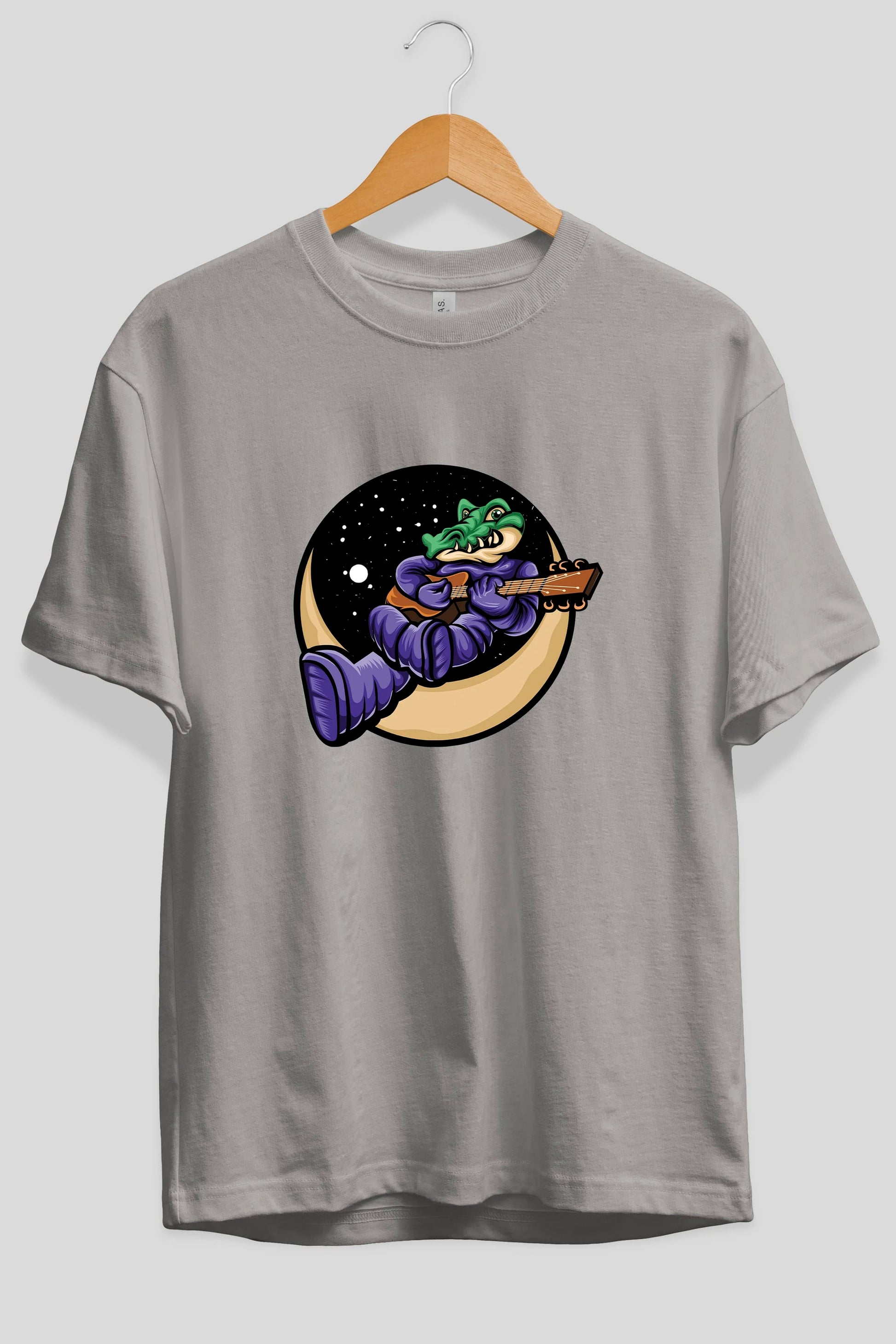 Space Crocodile Ön Baskılı Oversize t-shirt Erkek Kadın Unisex