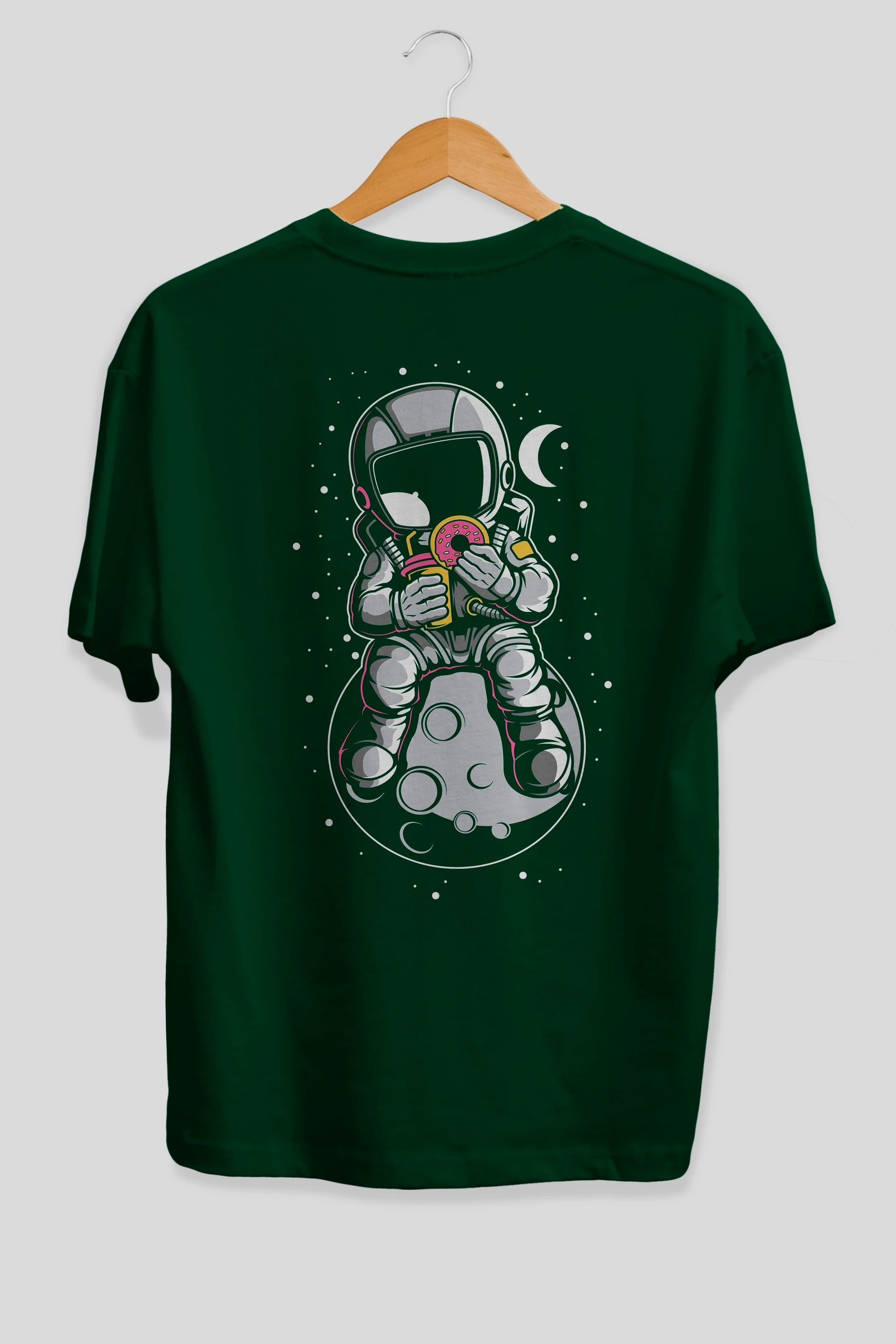 Astronaut Donuts Arka Baskılı Oversize t-shirt Erkek Kadın Unisex