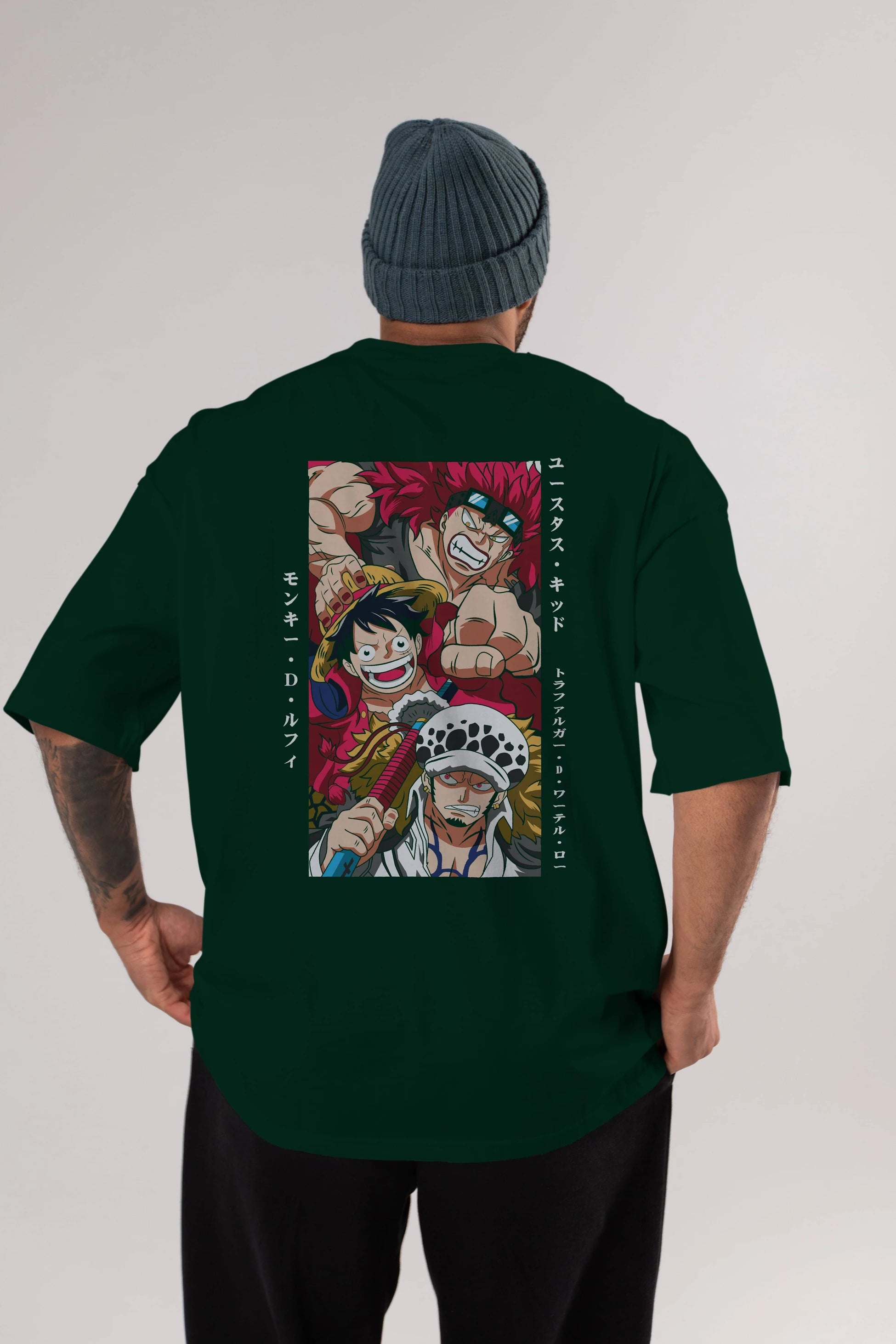 SUPER NOVAS one piece Anime Arka Baskılı Oversize t-shirt Erkek Kadın Unisex
