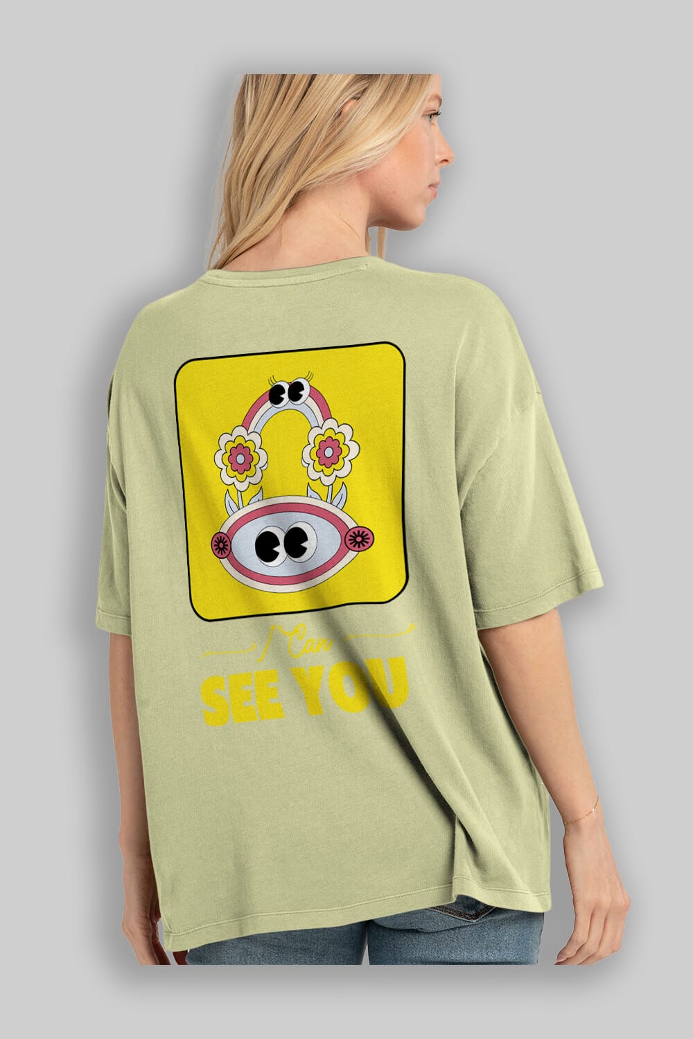I Can See You Yazılı Arka Baskılı Oversize t-shirt Erkek Kadın Unisex