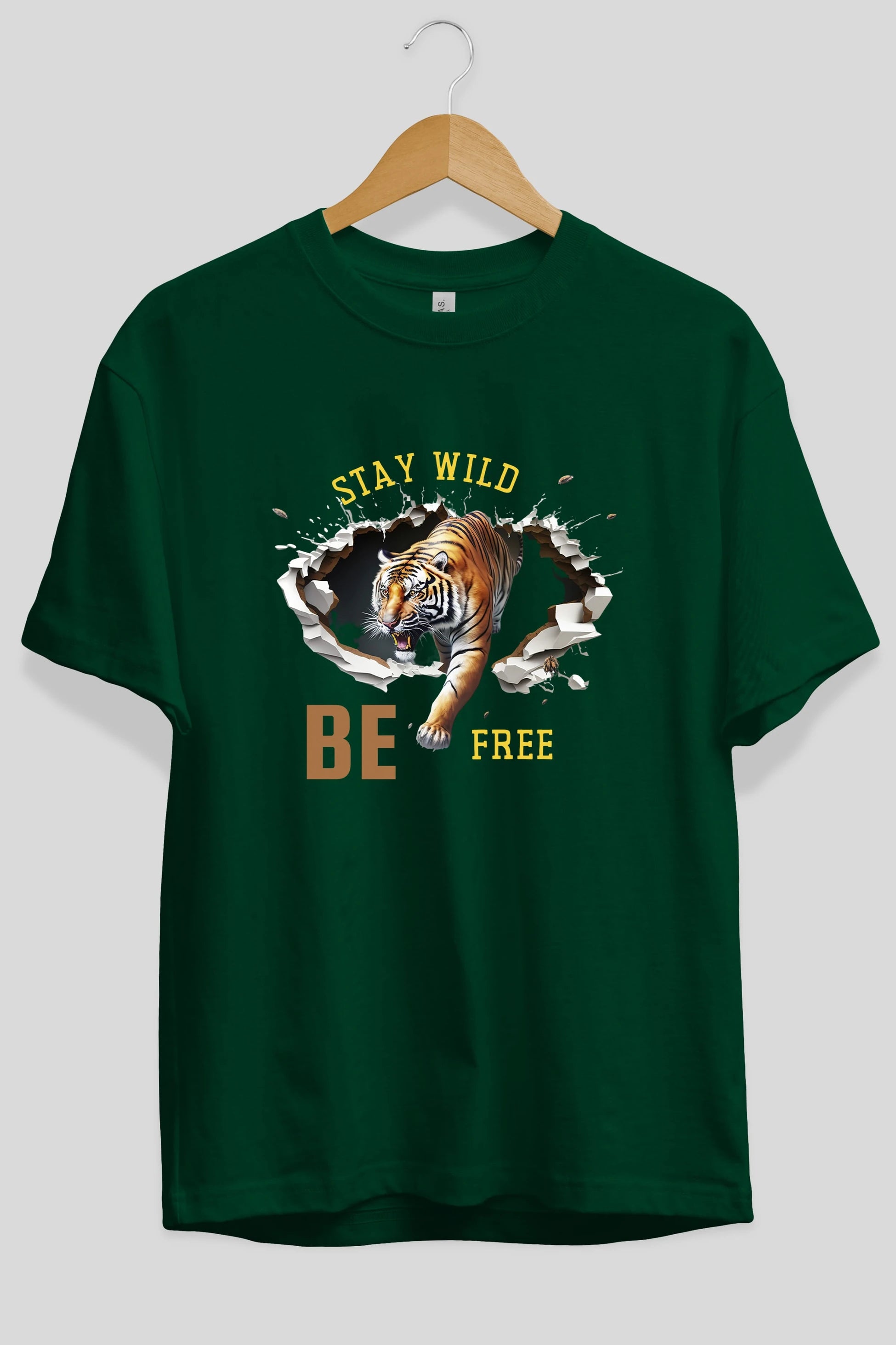 Stay Wild Be Free Yazılı Ön Baskılı Oversize t-shirt Erkek Kadın Unisex