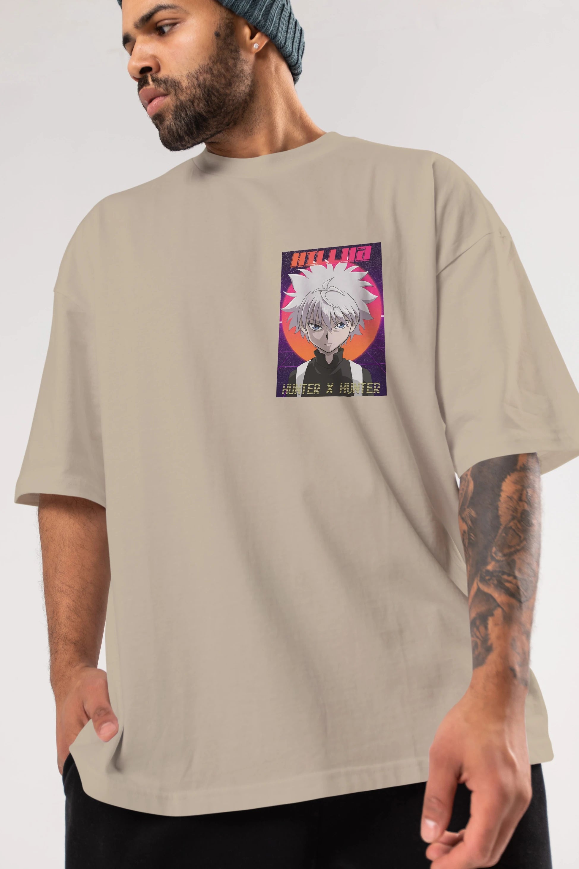 Killua Zoldyck 12 1 Ön Sol Baskılı Oversize t-shirt Erkek Kadın Unisex %100 Pamuk Bisiklet Yaka tişort