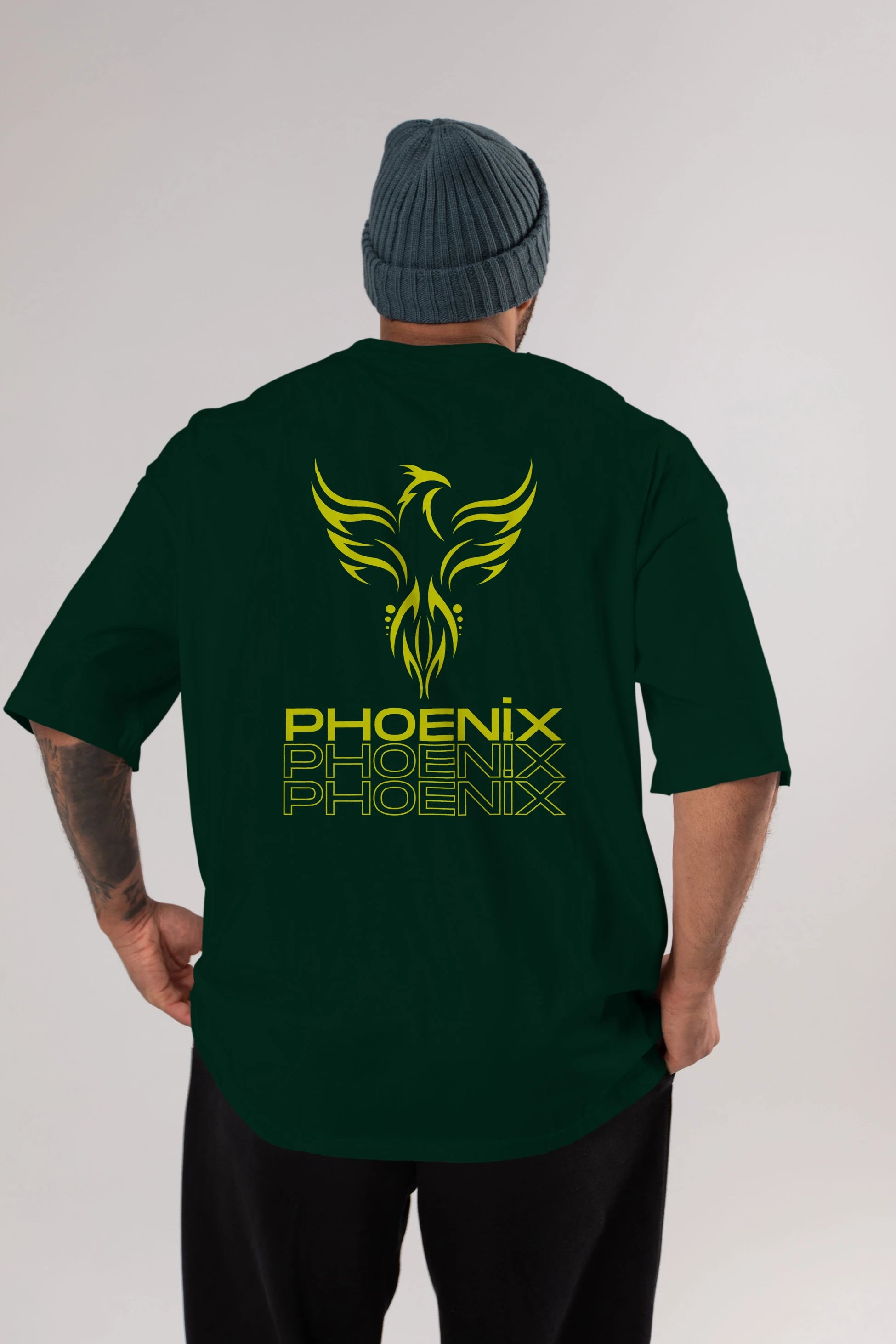 Phoenix Yazılı Arka Baskılı Oversize t-shirt Erkek Kadın Unisex