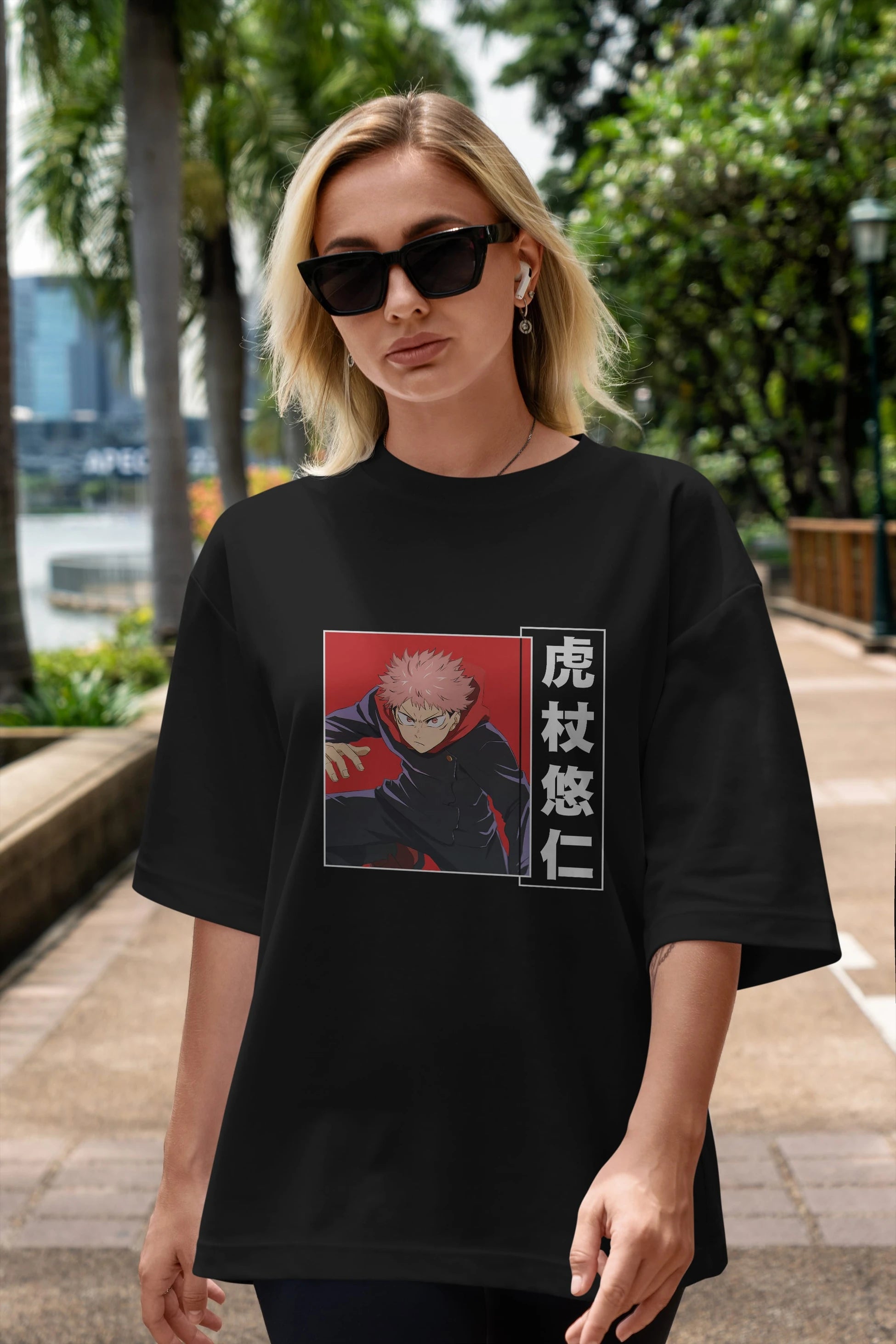 Yuuji Itadori 2 Anime Ön Baskılı Oversize t-shirt %100 pamuk Erkek Kadın Unisex