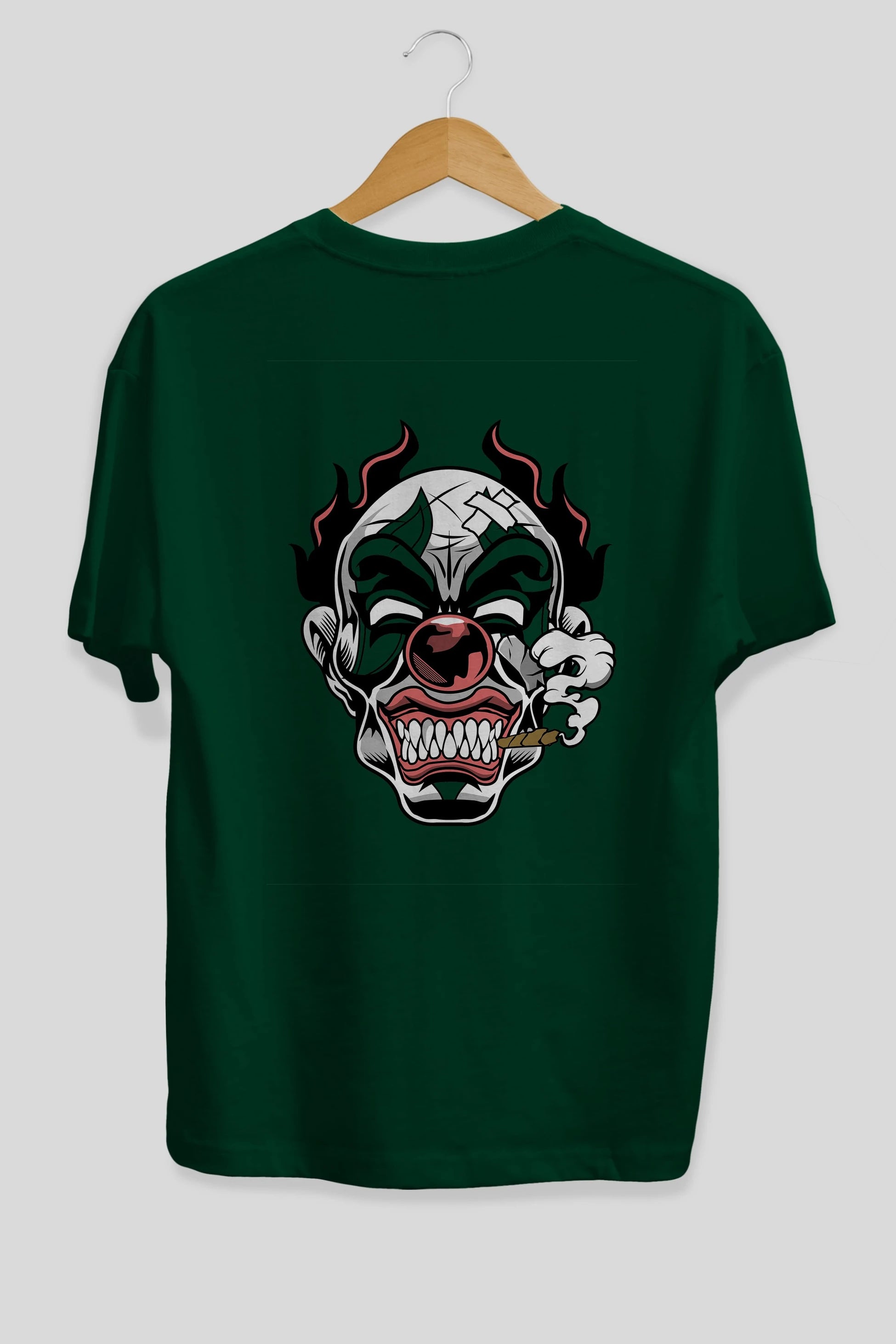 Clown Horror Arka Baskılı Oversize t-shirt Erkek Kadın Unisex %100 Pamuk tişort