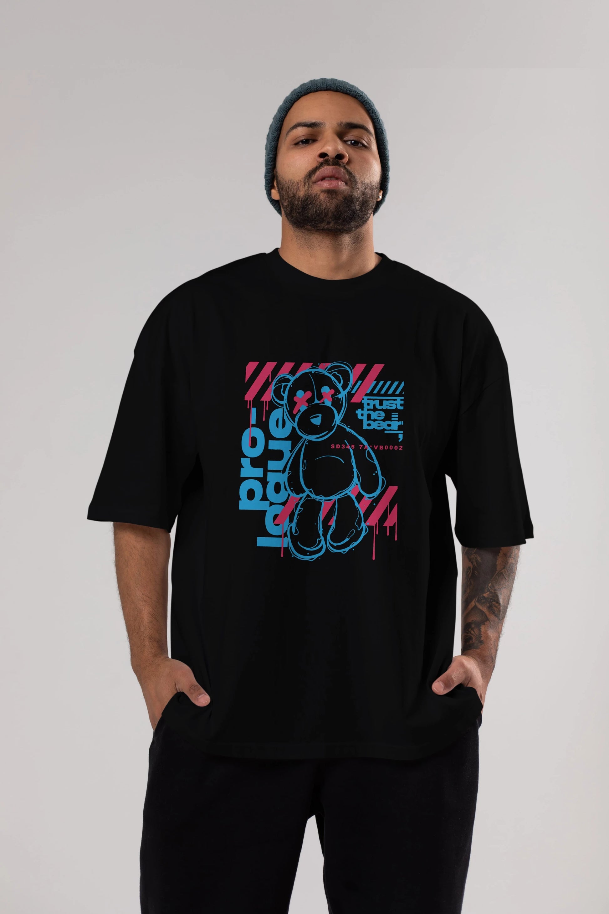 Trust The Bear Ön Baskılı Oversize t-shirt Erkek Kadın Unisex