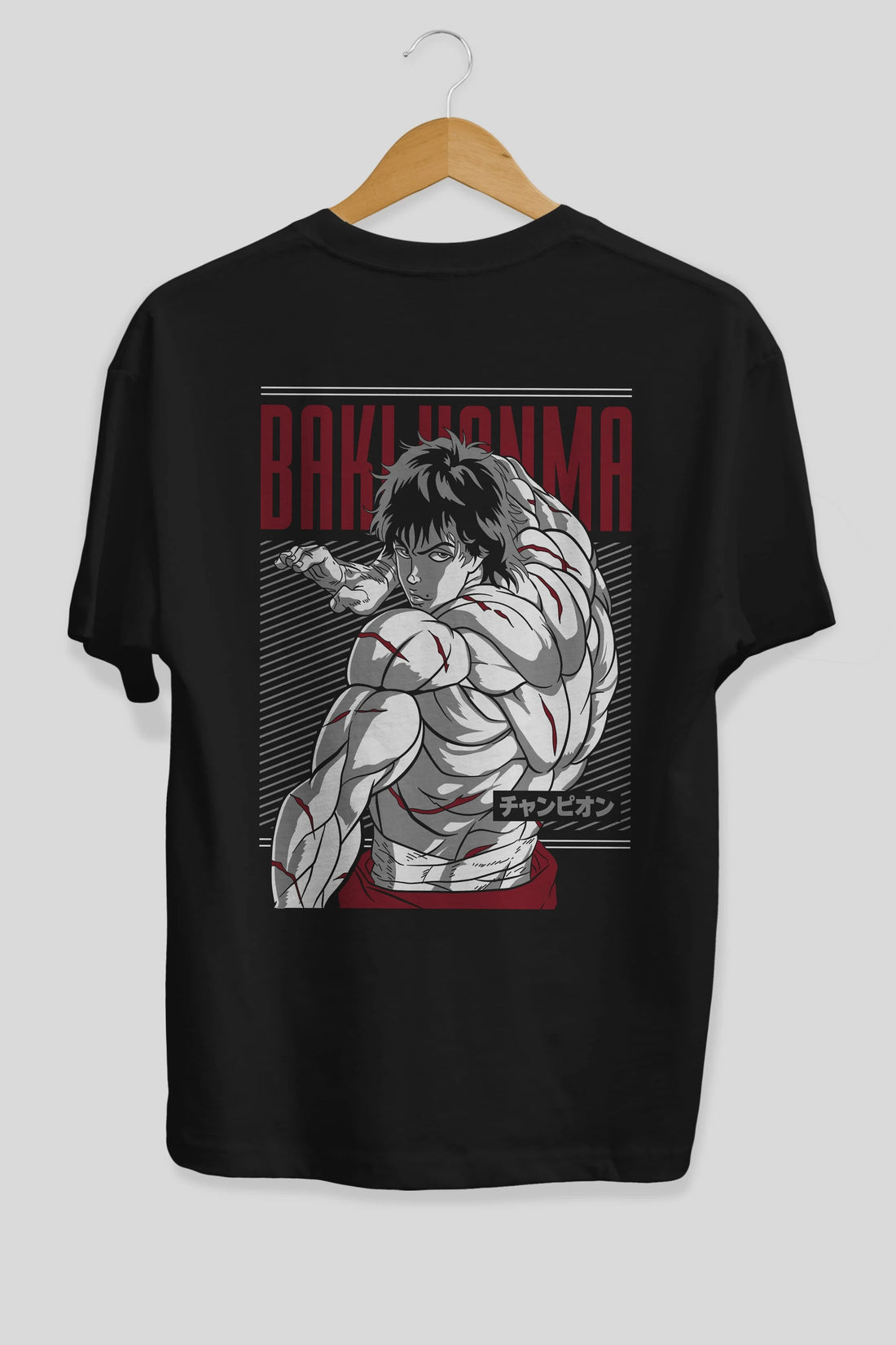 BAKI HANMA Anime Arka Baskılı Oversize t-shirt Erkek Kadın Unisex