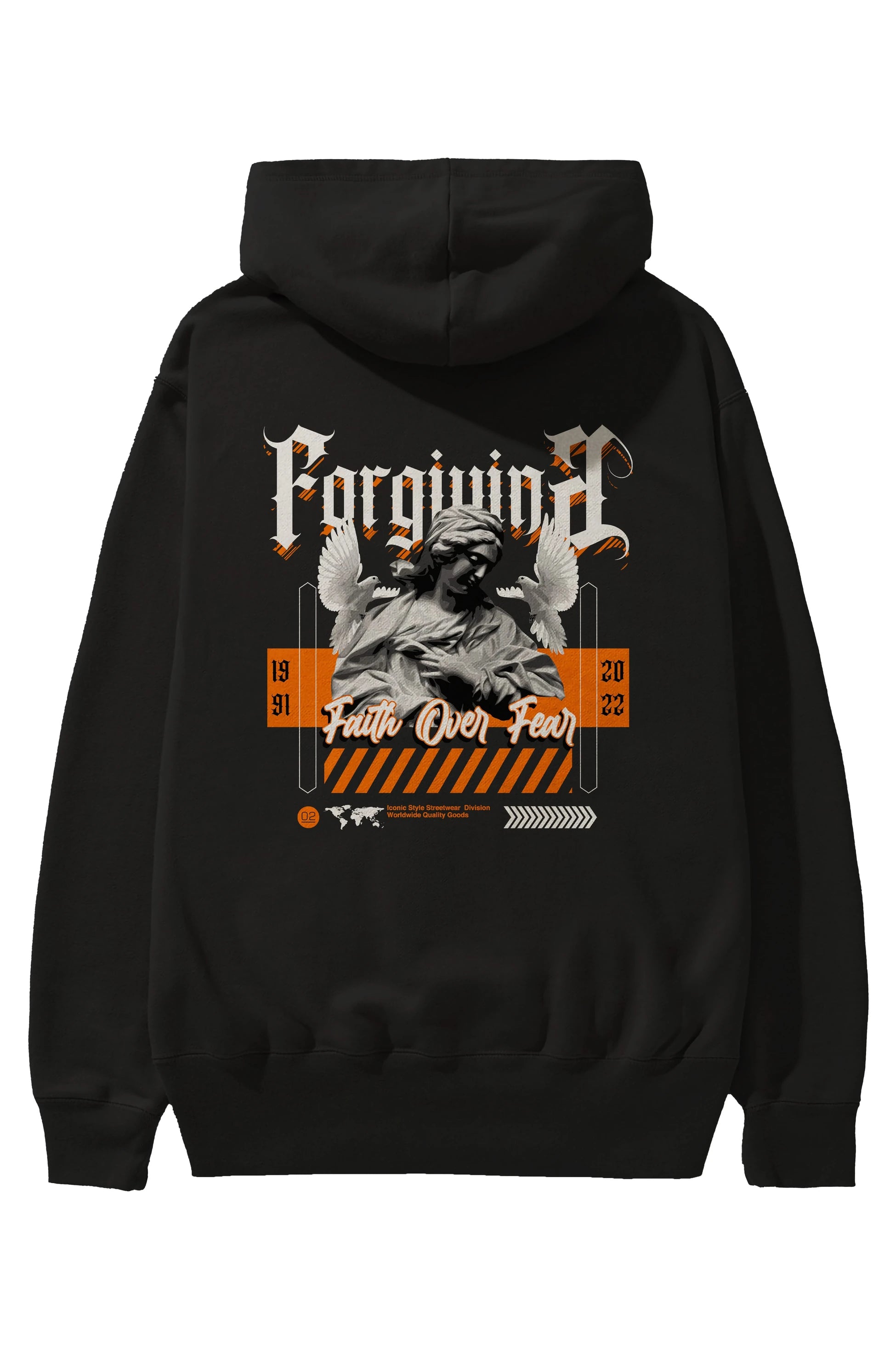 Faith Over Fear 2 Arka Baskılı Hoodie Oversize Kapüşonlu Sweatshirt Erkek Kadın Unisex