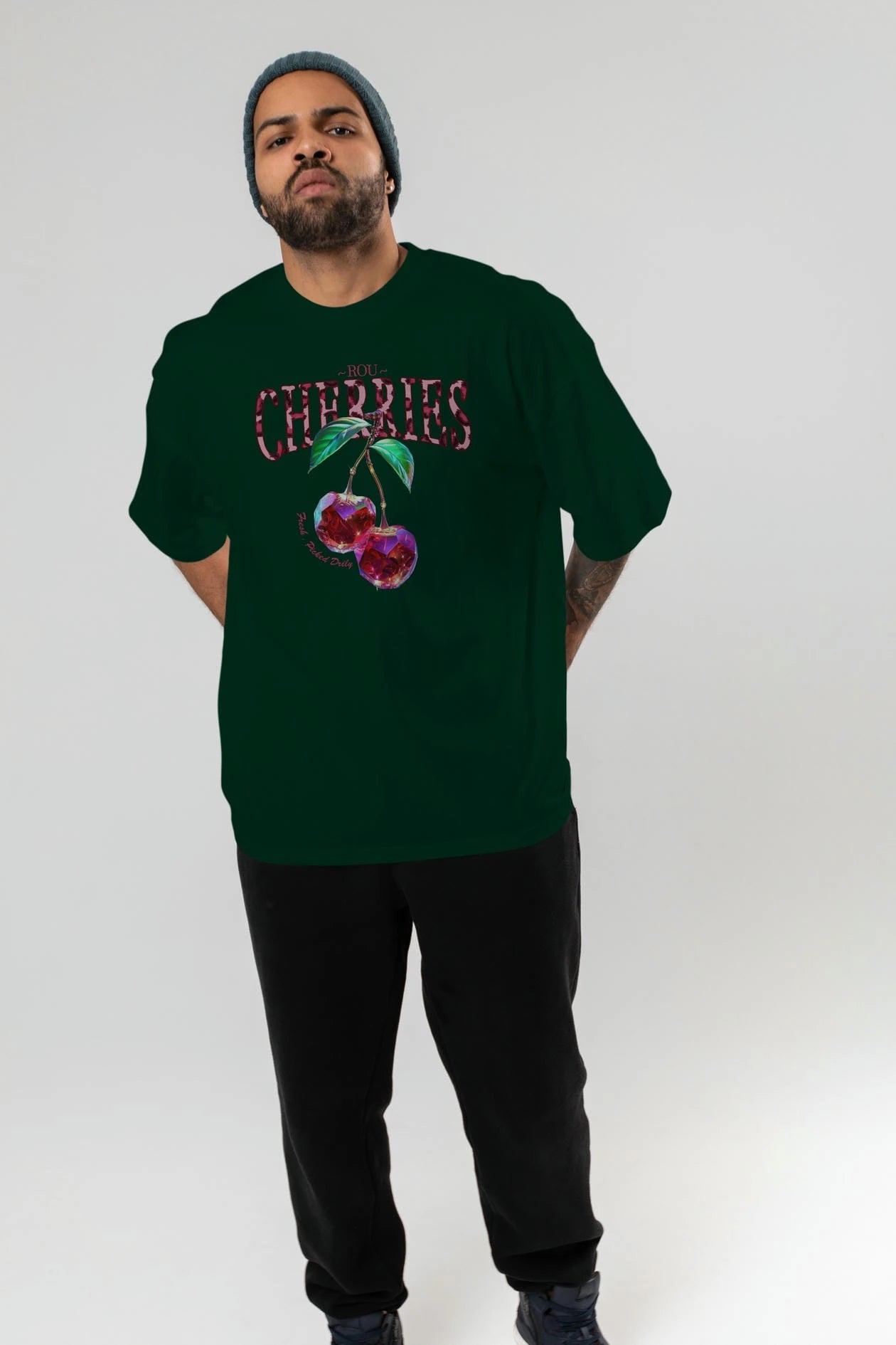 Cherry Cherries 4 Ön Baskılı Oversize t-shirt Erkek Kadın Pamuk Bisiklet Yaka tişort