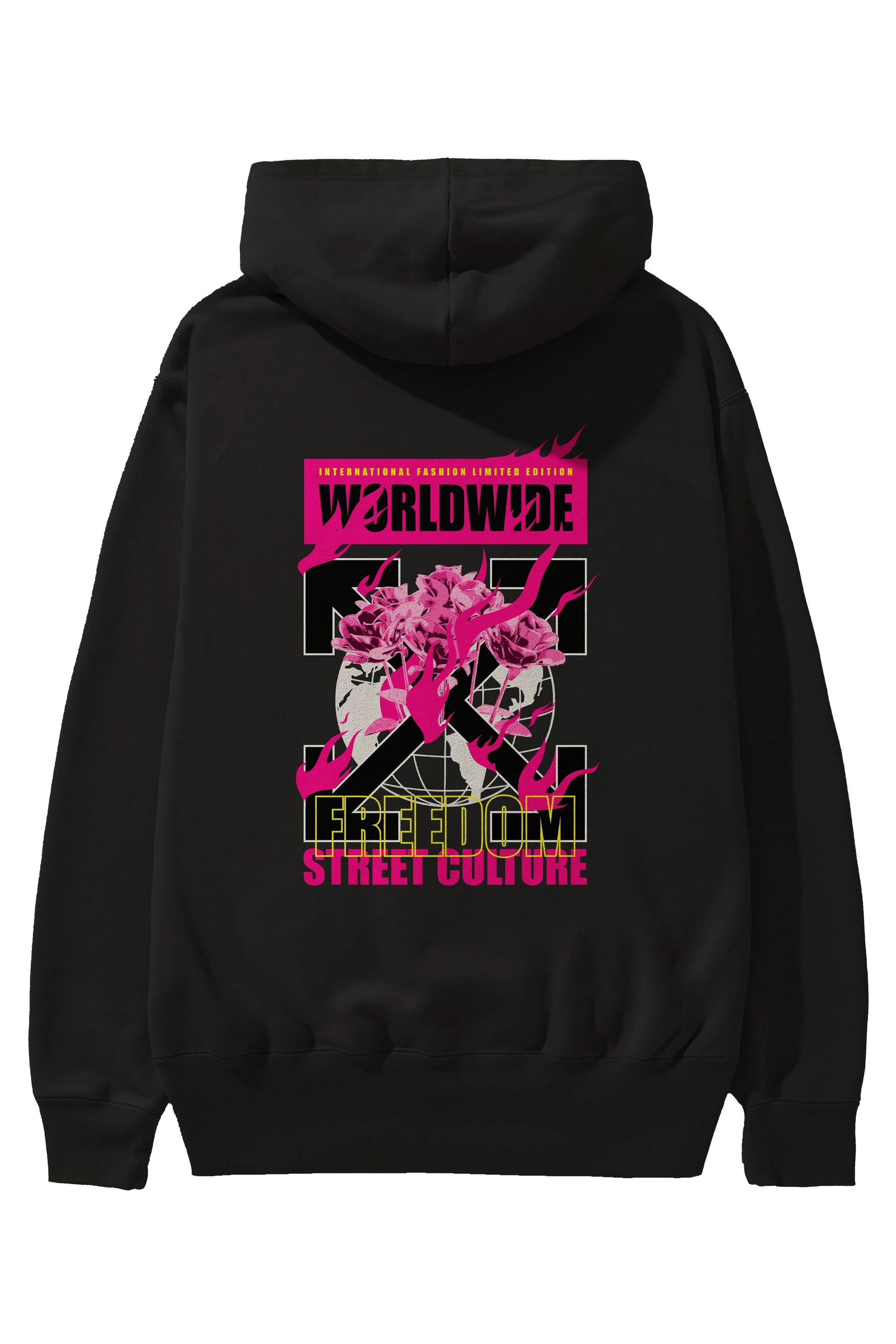 Freedom Street Culture Arka Baskılı Hoodie Oversize Kapüşonlu Sweatshirt Erkek Kadın Unisex