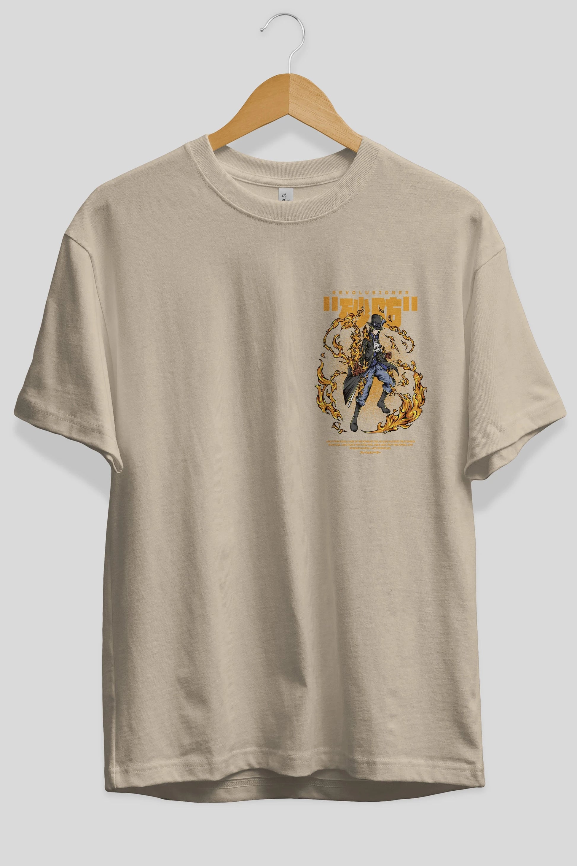 Revolusioner Sabo Ön Sol Baskılı Oversize t-shirt Erkek Kadın Unisex %100 Pamuk Bisiklet Yaka tişort