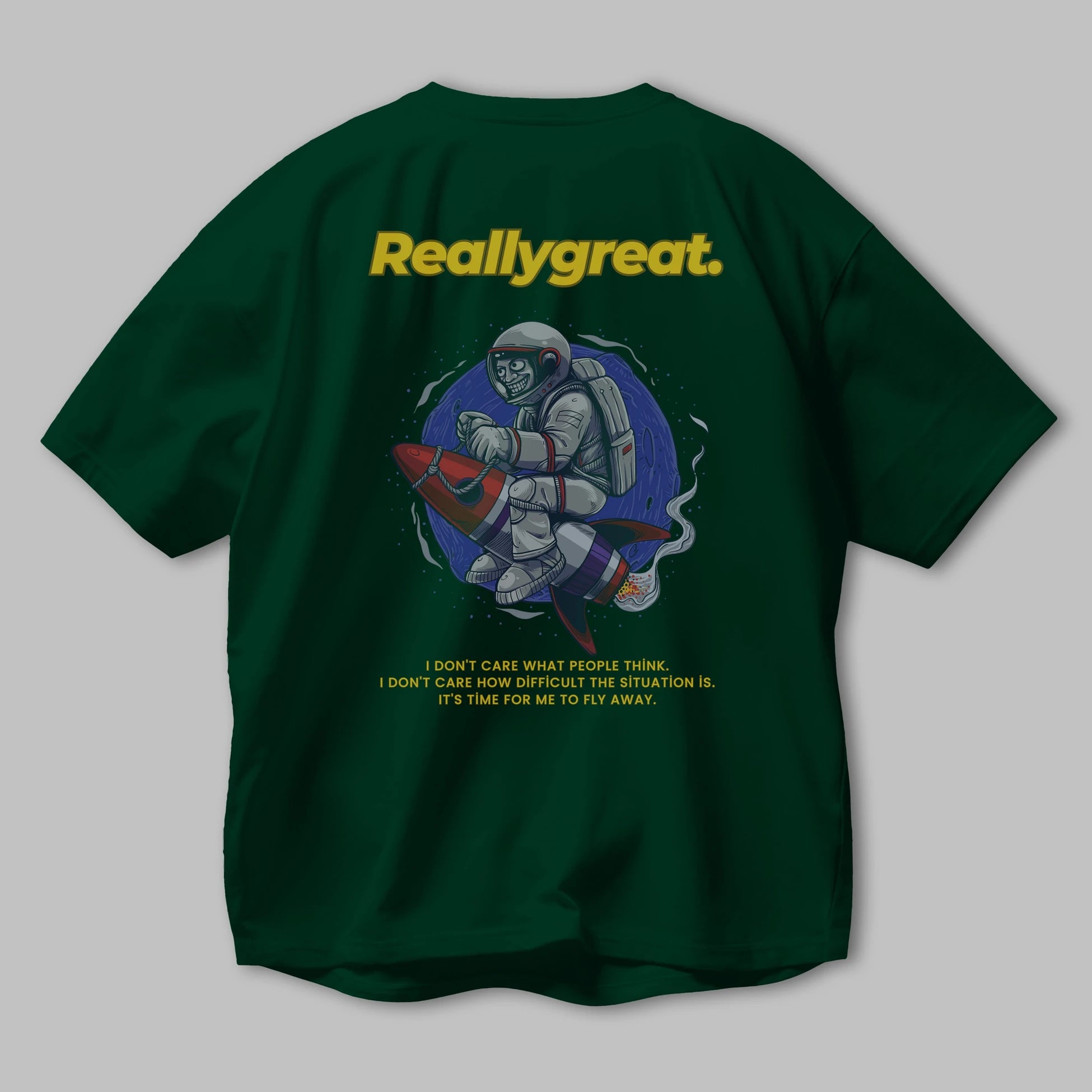 Reallygreat Astronaut Arka Baskılı Oversize t-shirt Erkek Kadın Unisex