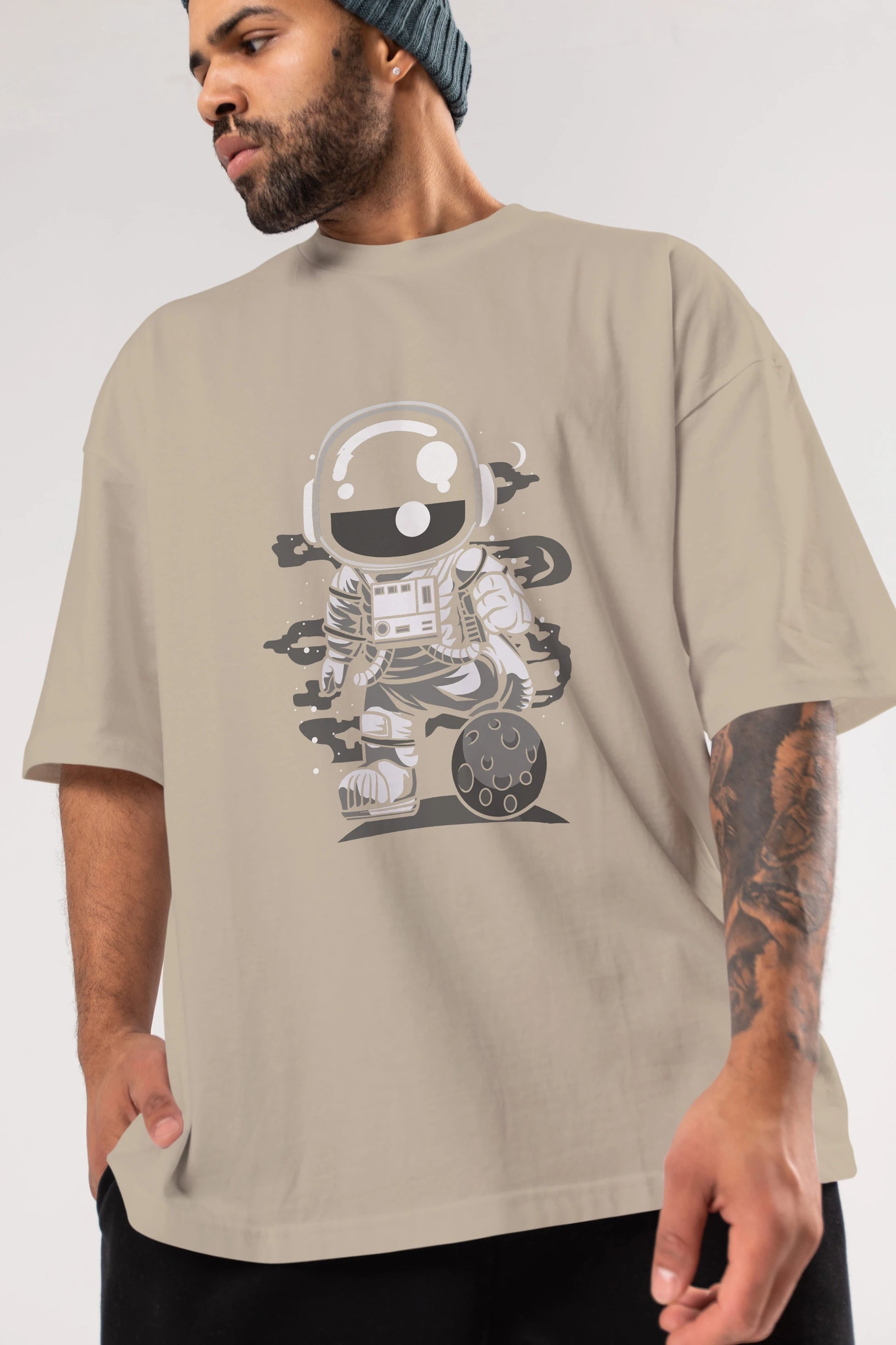 Astronaut Soccer Ön Baskılı Oversize t-shirt Erkek Kadın Unisex