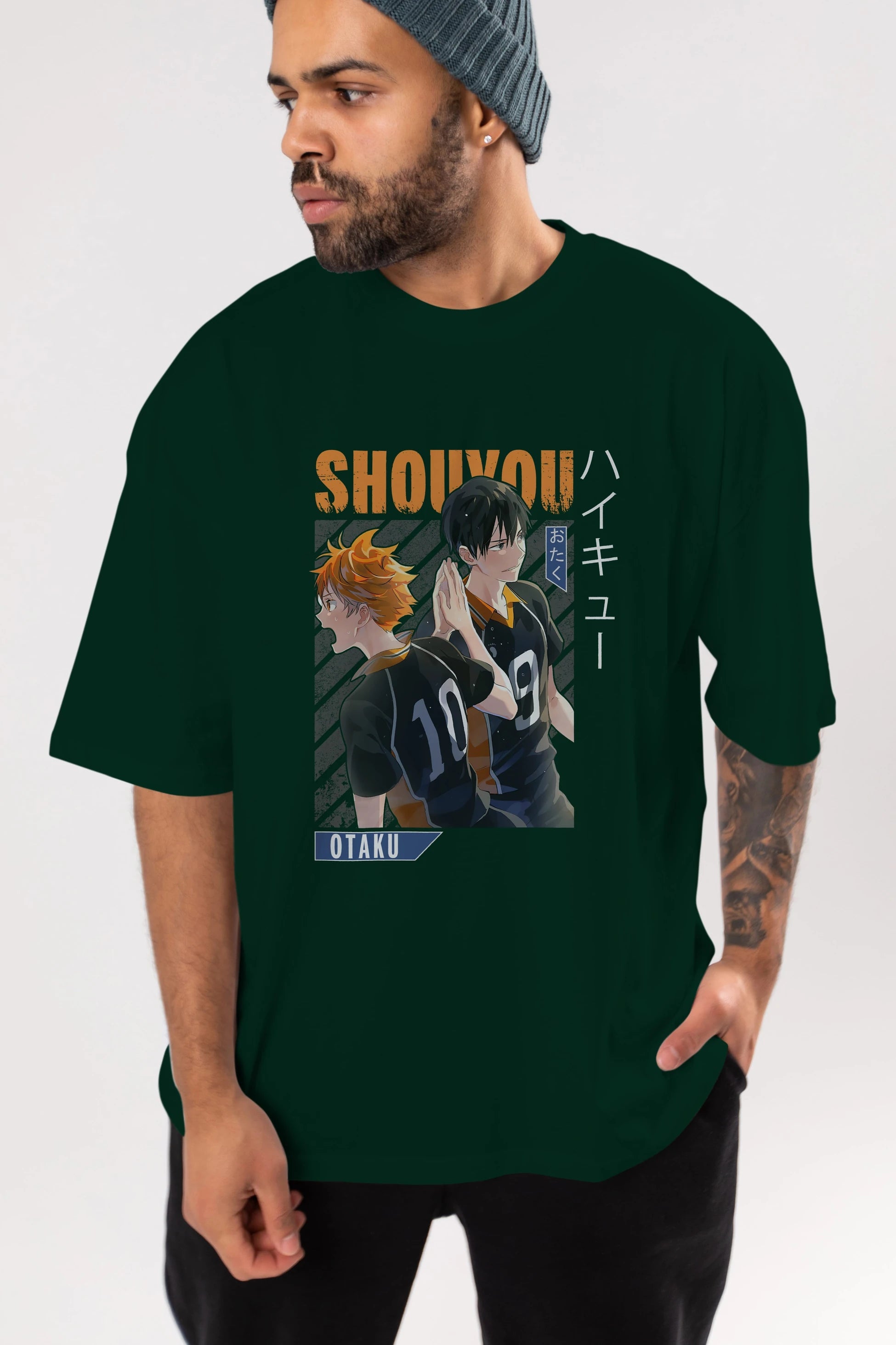 Shouyou Hinata 12 Anime Ön Baskılı Oversize t-shirt %100 pamuk Erkek Kadın Unisex