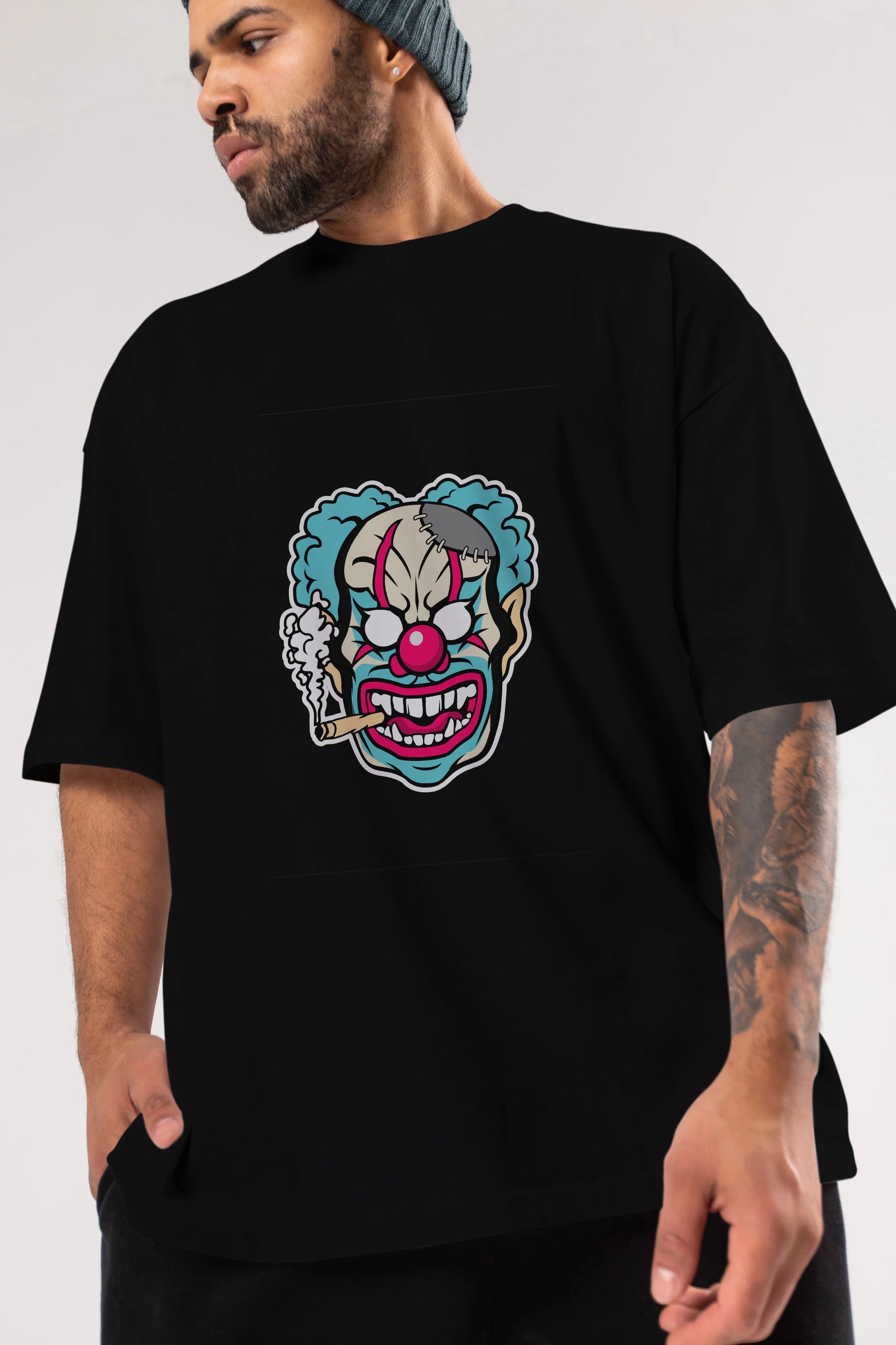 Clown Beast Ön Baskılı Oversize t-shirt Erkek Kadın Unisex %100 Pamuk tişort