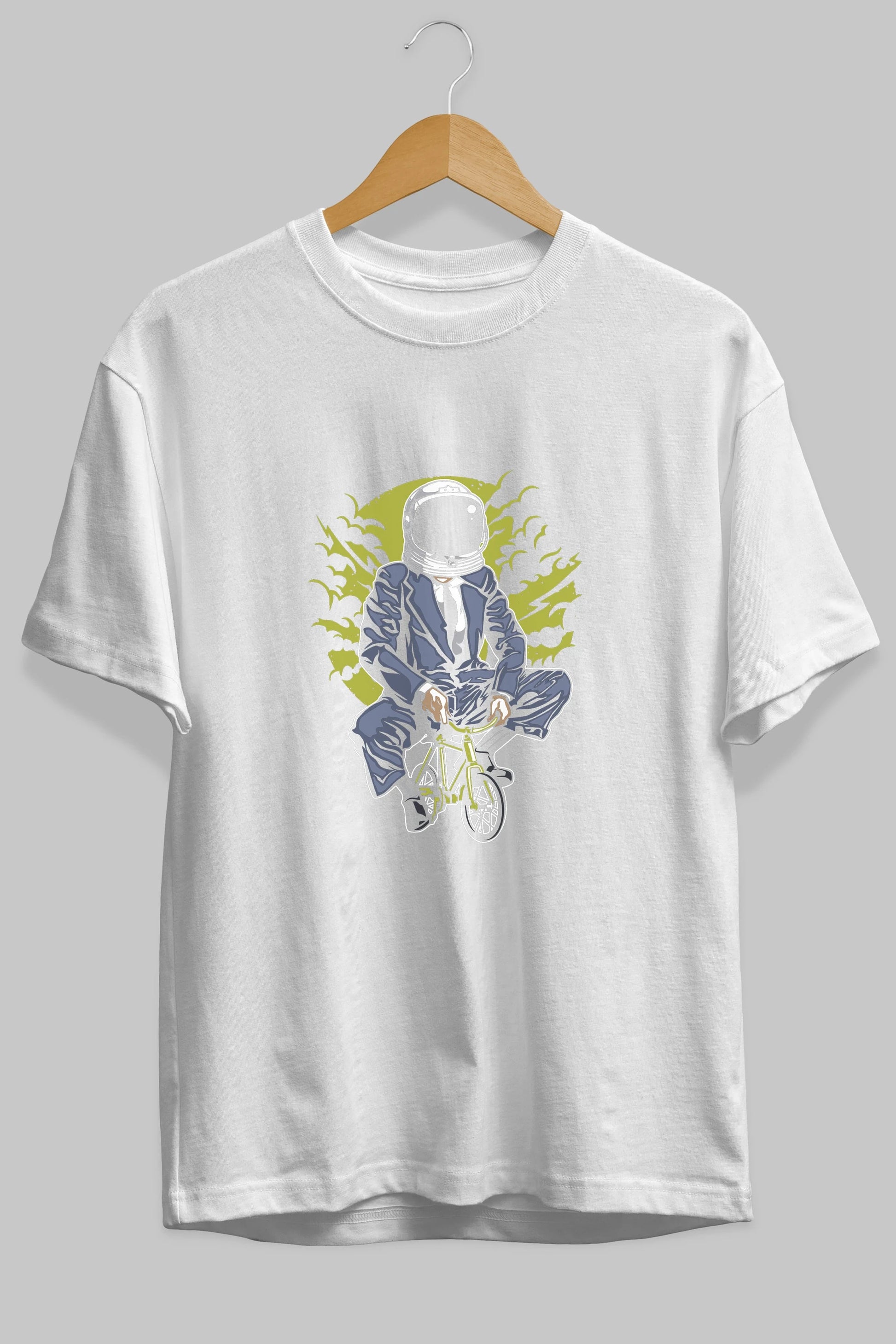 Bike To The Moon Ön Baskılı Oversize t-shirt Erkek Kadın Unisex %100 Pamuk tişort