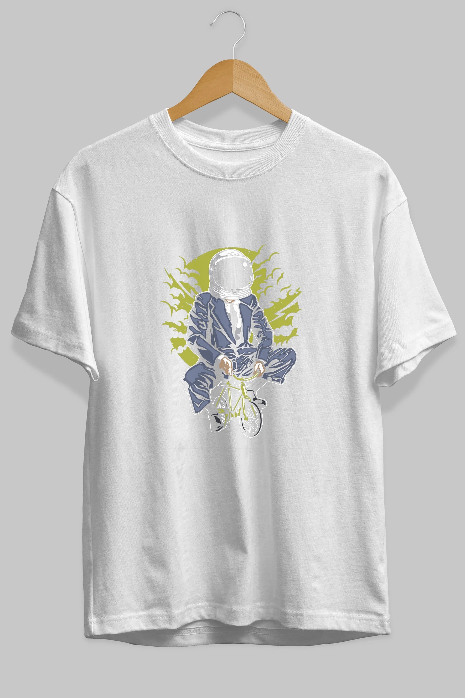 Bike To The Moon Ön Baskılı Oversize t-shirt Erkek Kadın Unisex %100 Pamuk tişort