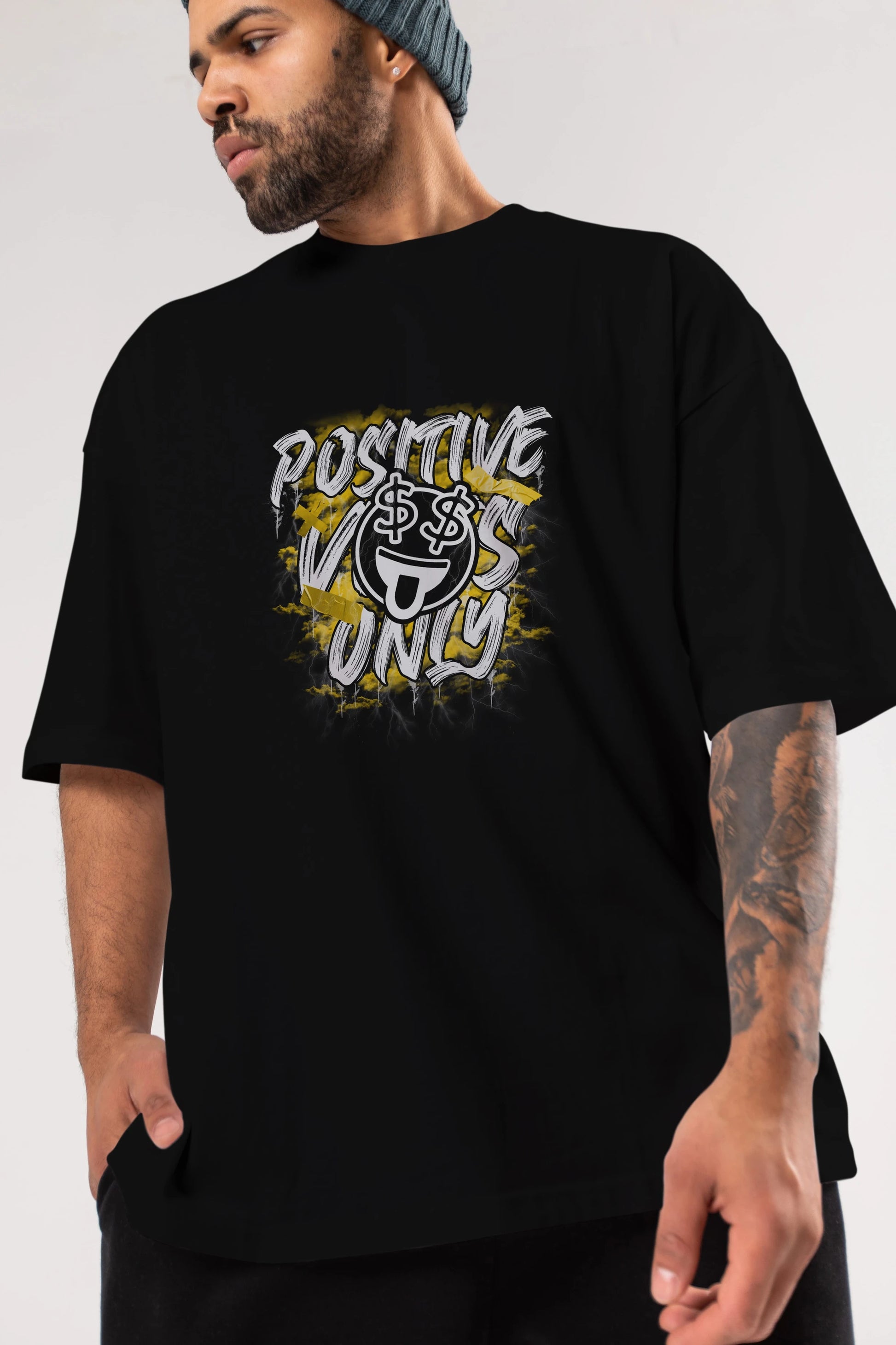 Positive Only Ön Baskılı Oversize t-shirt Erkek Kadın Unisex
