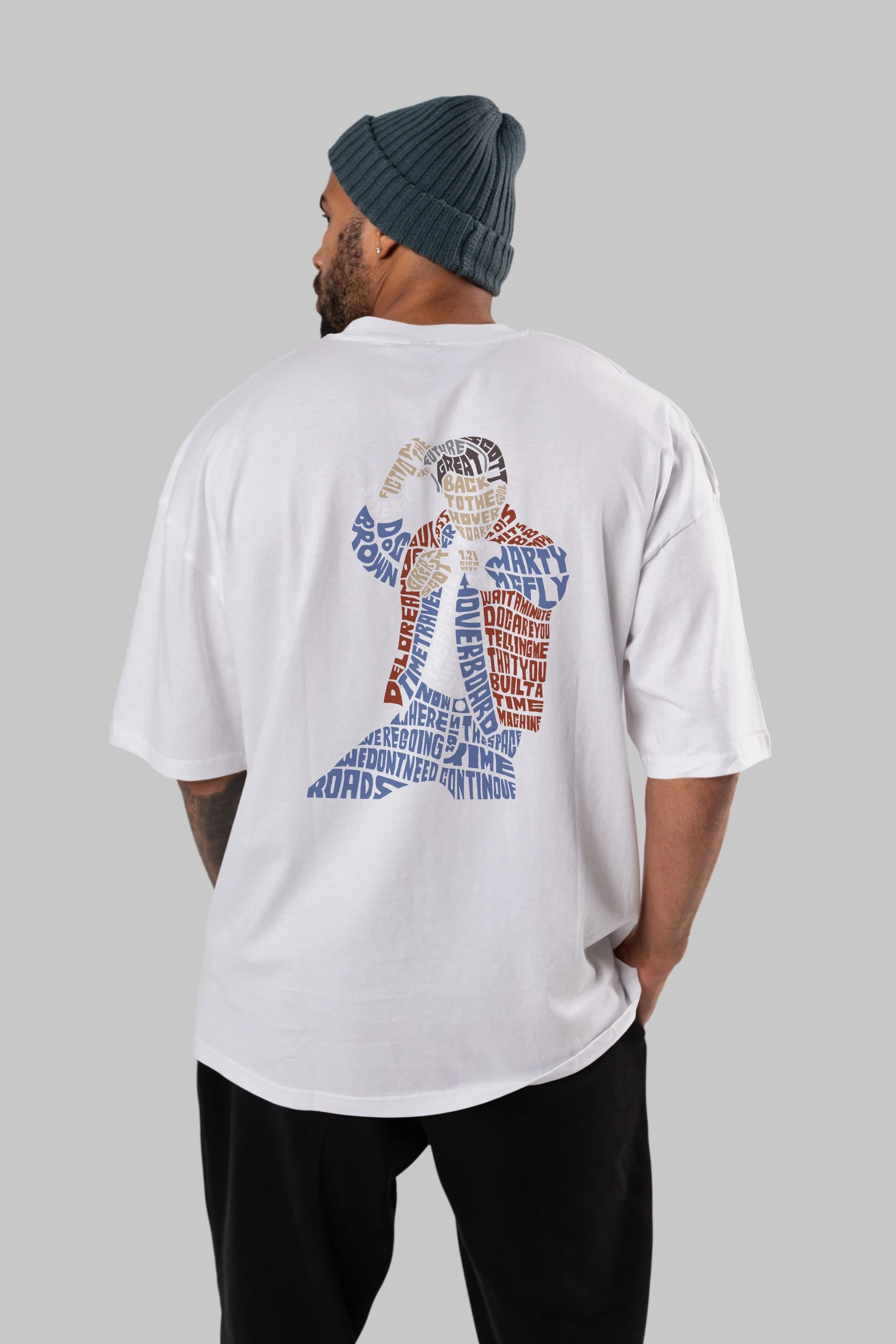 Back To The Hoverboard Arka Baskılı Oversize t-shirt %100 pamuk Erkek Kadın Unisex