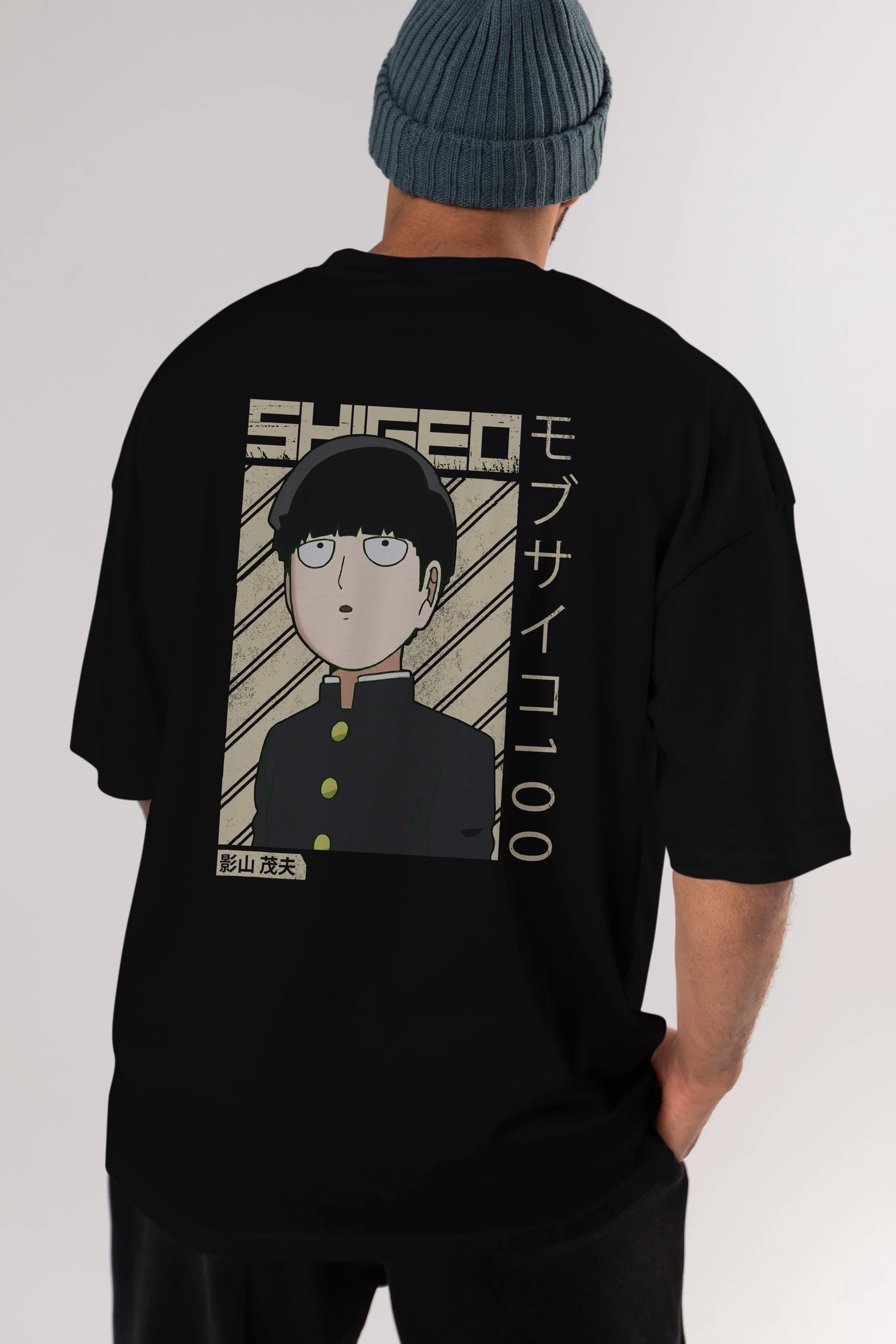 Shigeo Kageyama 2 Anime Arka Baskılı Oversize t-shirt Erkek Kadın Unisex